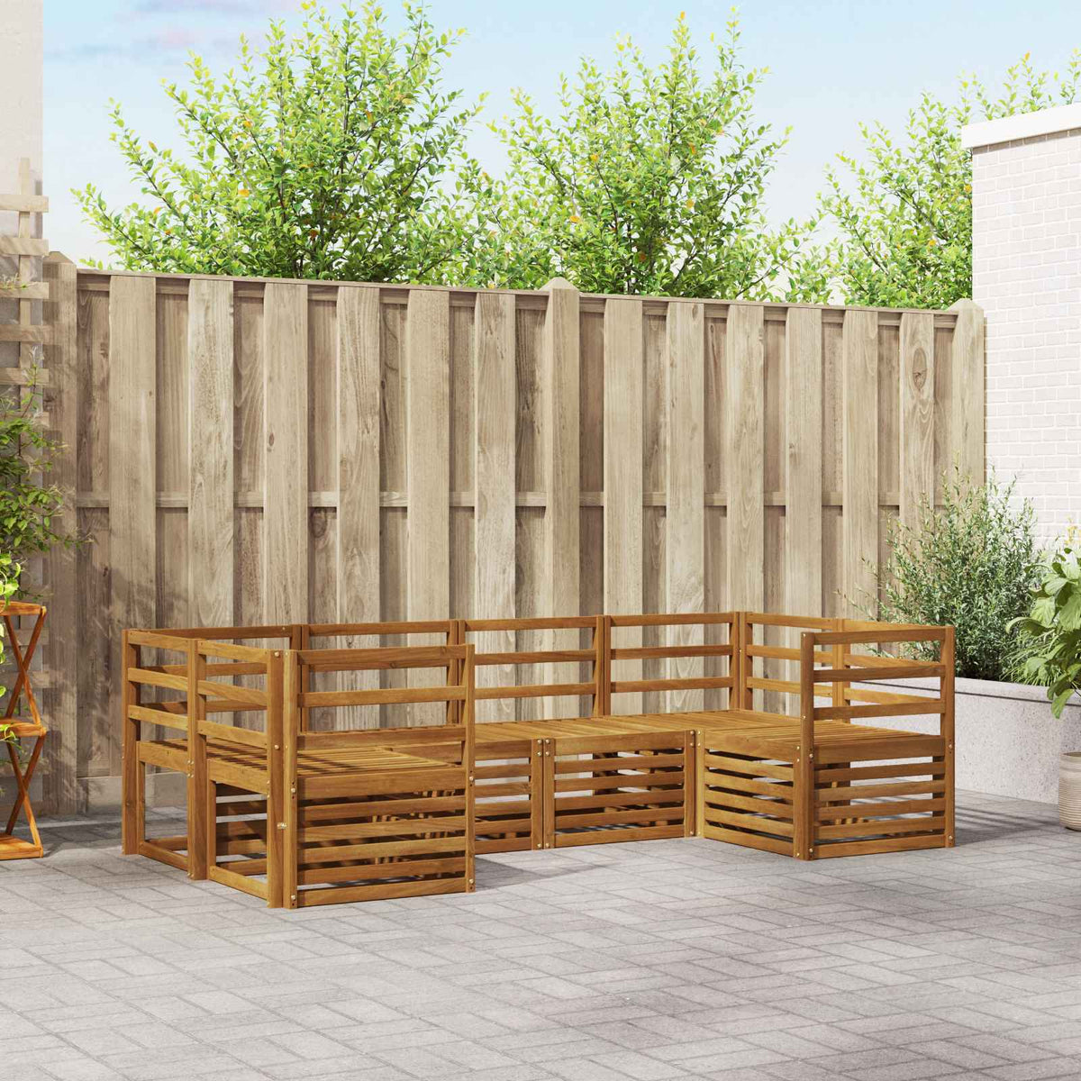 Outdoor-Sofagarnitur 6 stk. Natur