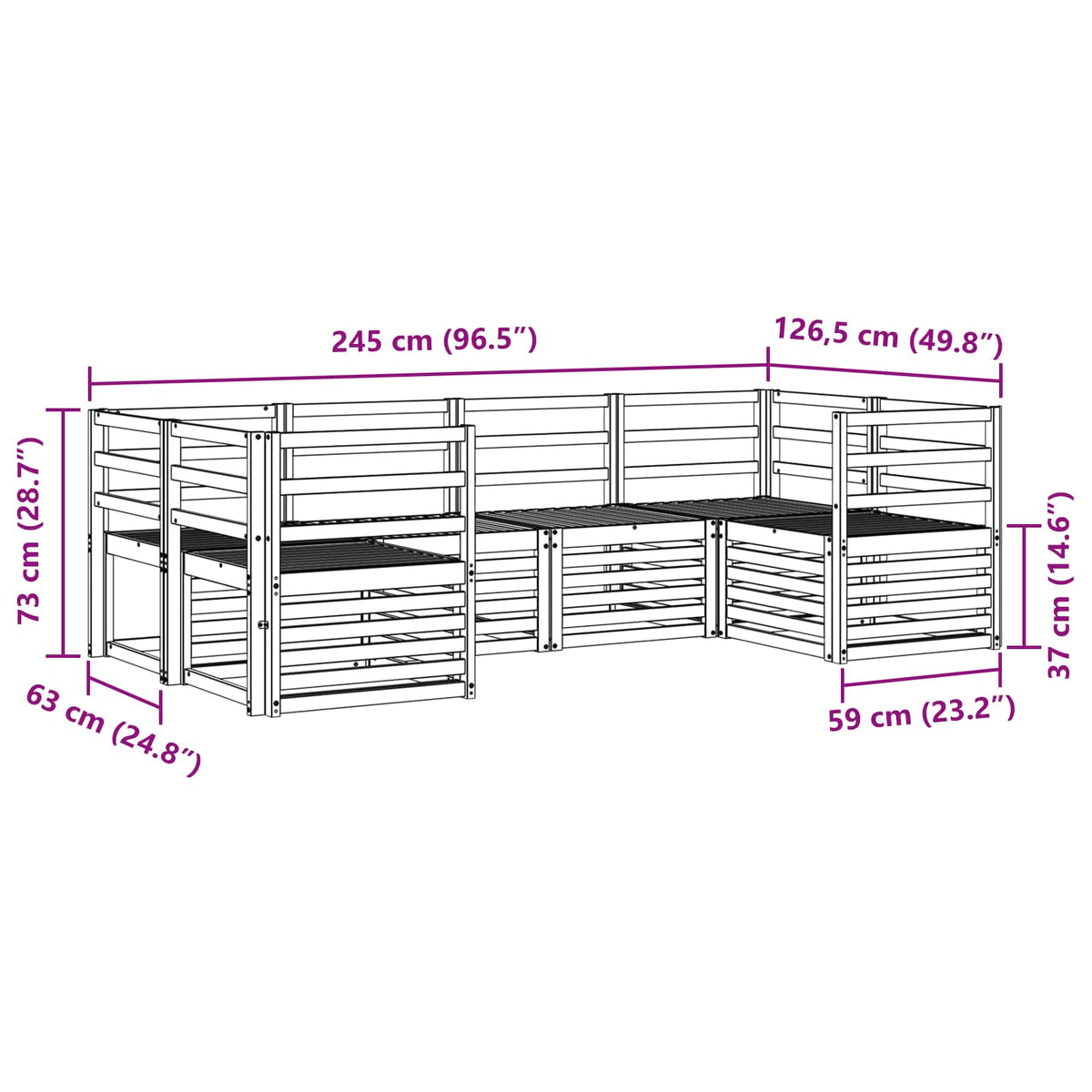 Outdoor-Sofagarnitur 6 stk. Natur