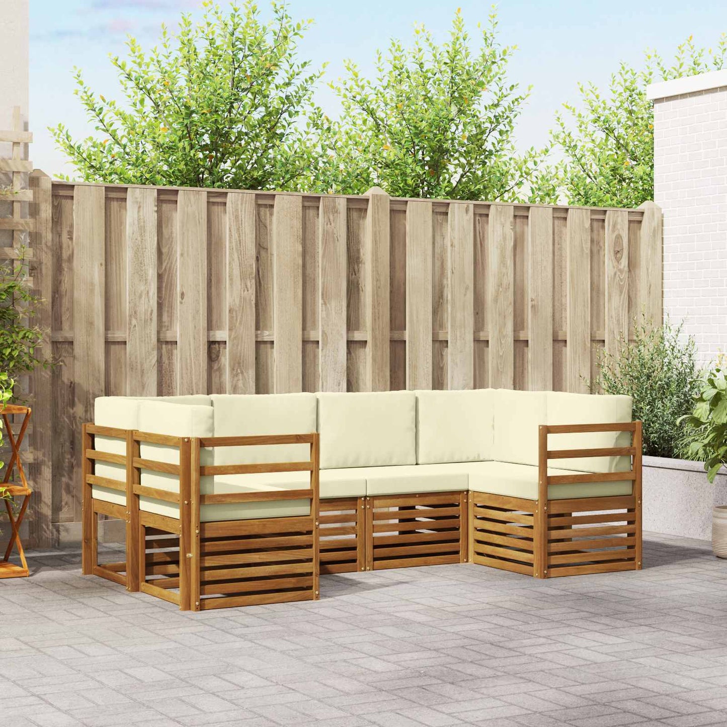 Outdoor-Sofagarnitur 6 stk. Natur und Creme