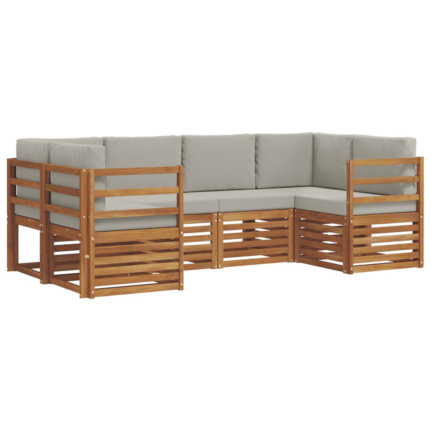 Ecksofa Set mit Kissen 6 pcs Natürlich und Hellgrau
