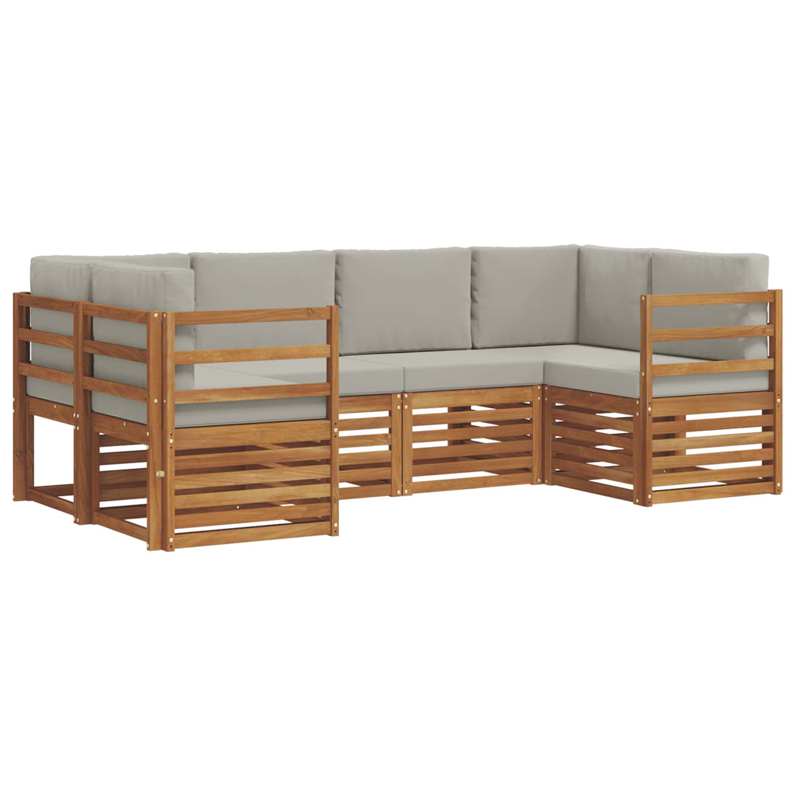 Ecksofa Set mit Kissen 6 pcs Natürlich und Hellgrau