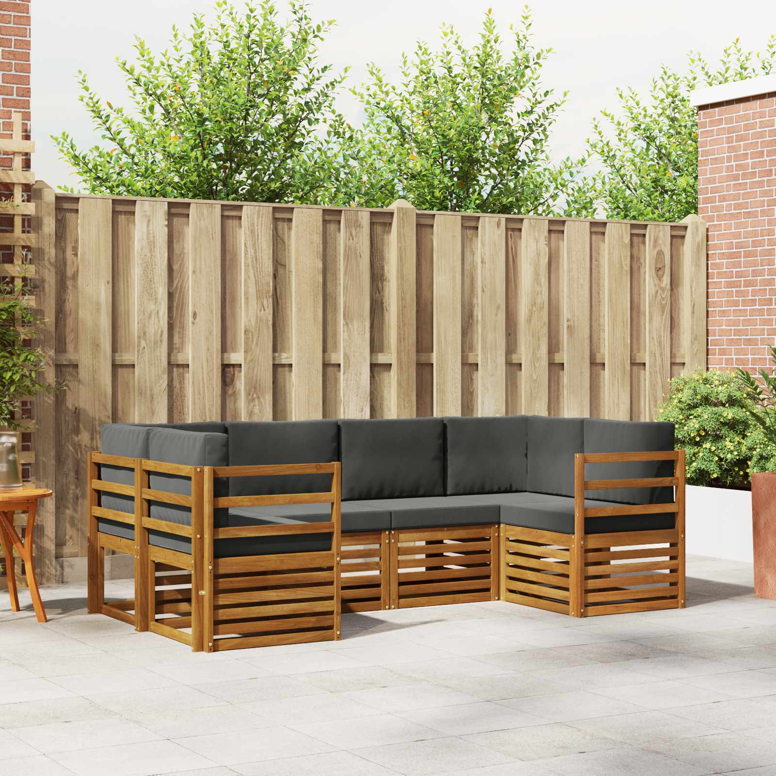 Outdoor-Sofagarnitur 6 stk. Natur und Anthrazit
