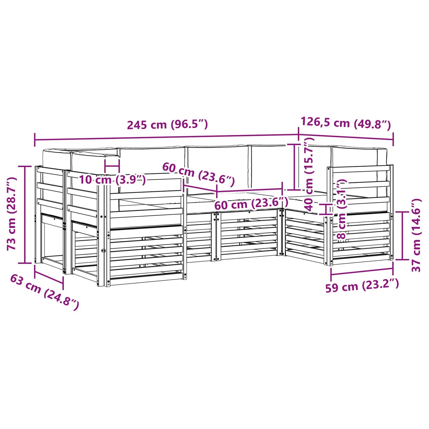 Outdoor-Sofagarnitur 6 stk. Natur und Beige
