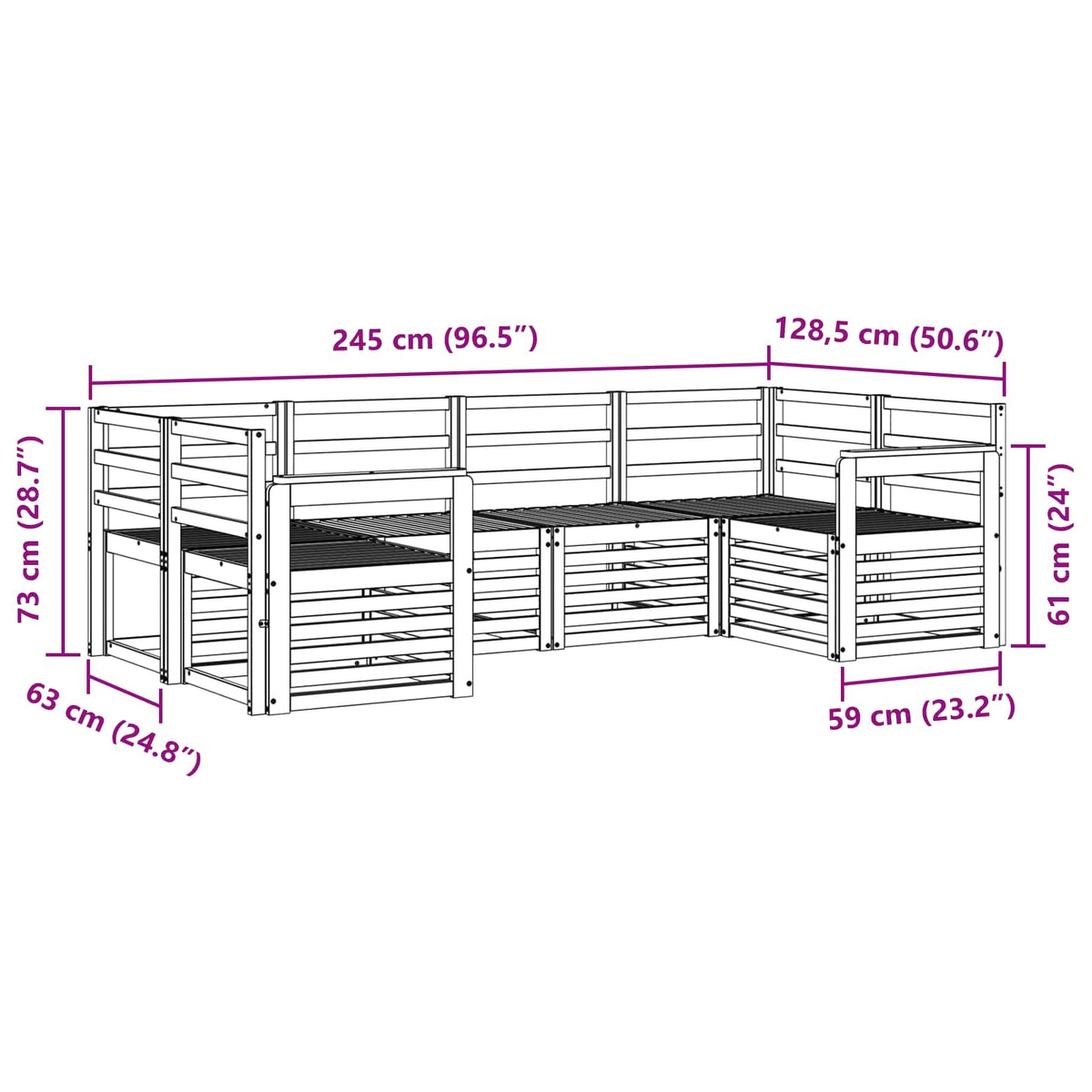 Outdoor-Sofagarnitur 6 stk. Natur