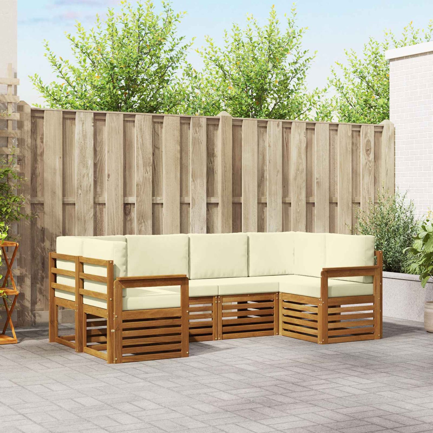 Ecksofa Set mit Kissen 6 pcs Natur und Creme