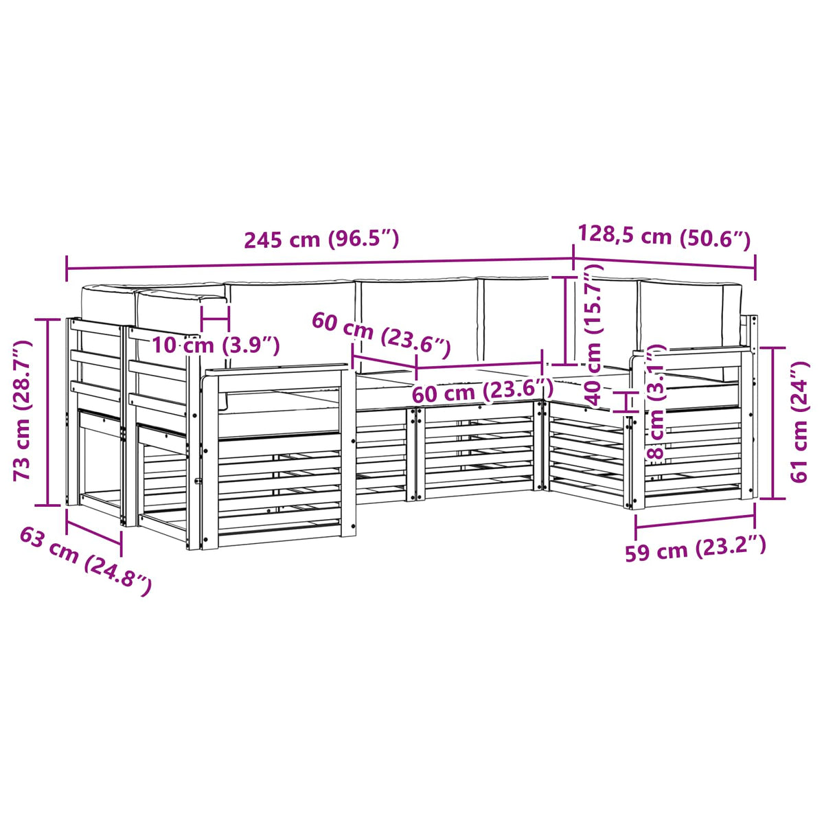 Outdoor-Sofagarnitur 6 stk. Natur und Creme