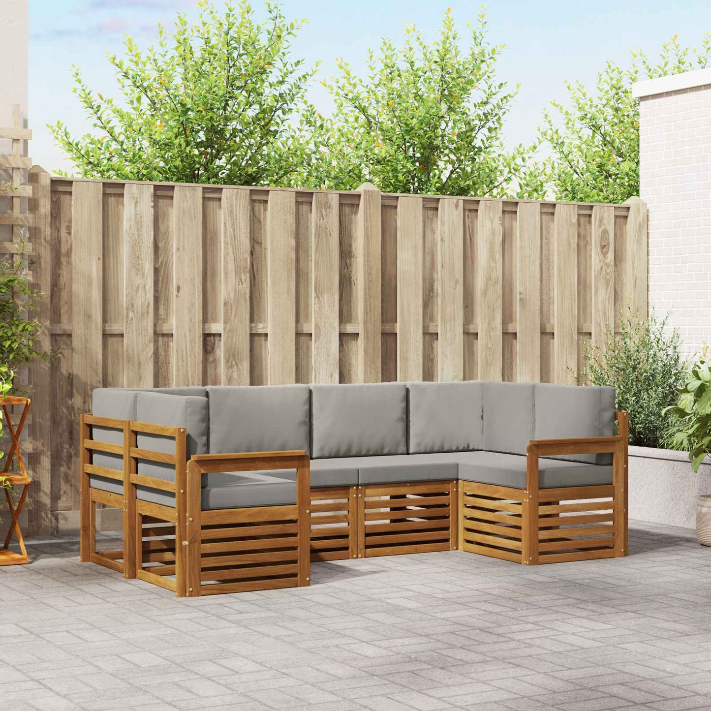 Ecksofa Set mit Kissen 6 pcs Natürlich und Hellgrau
