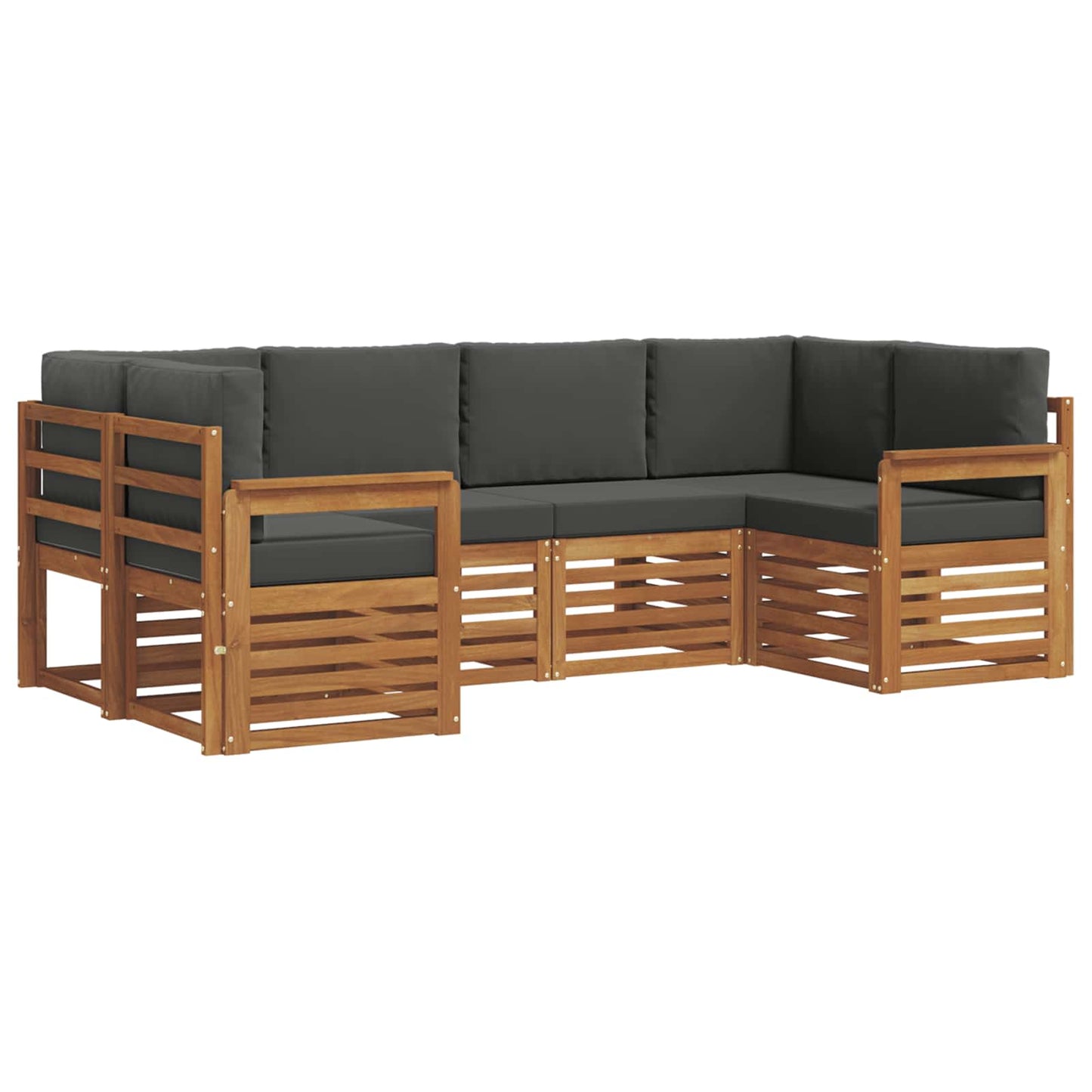 Ecksofa Set mit Kissen 6 pcs Natur und Anthrazit