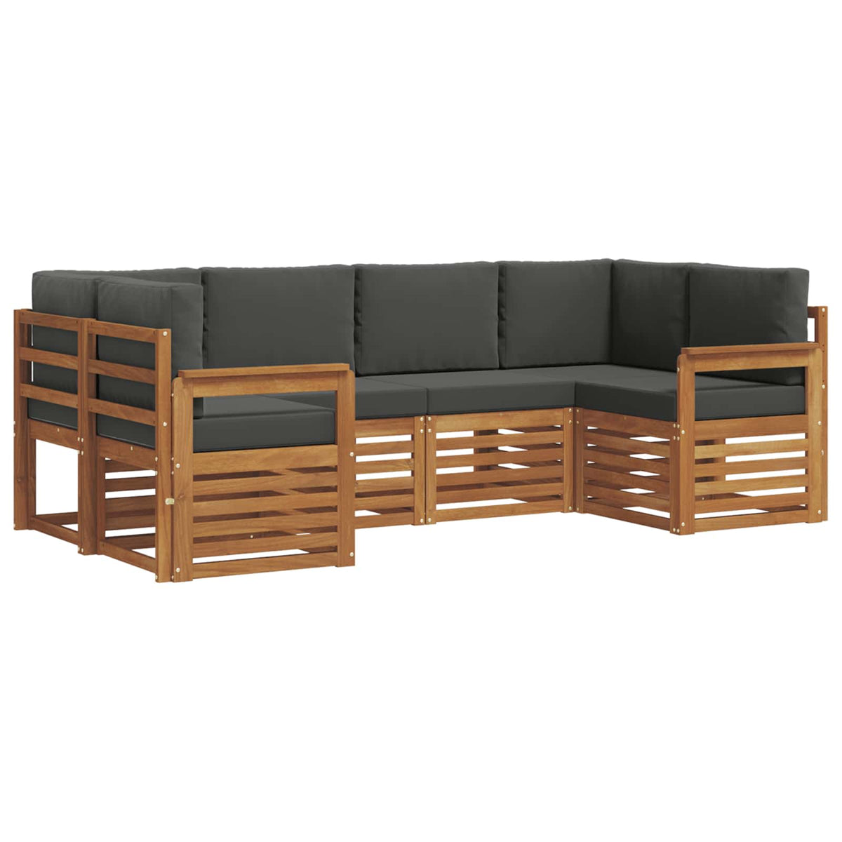 Outdoor-Sofagarnitur 6 stk. Natur und Anthrazit