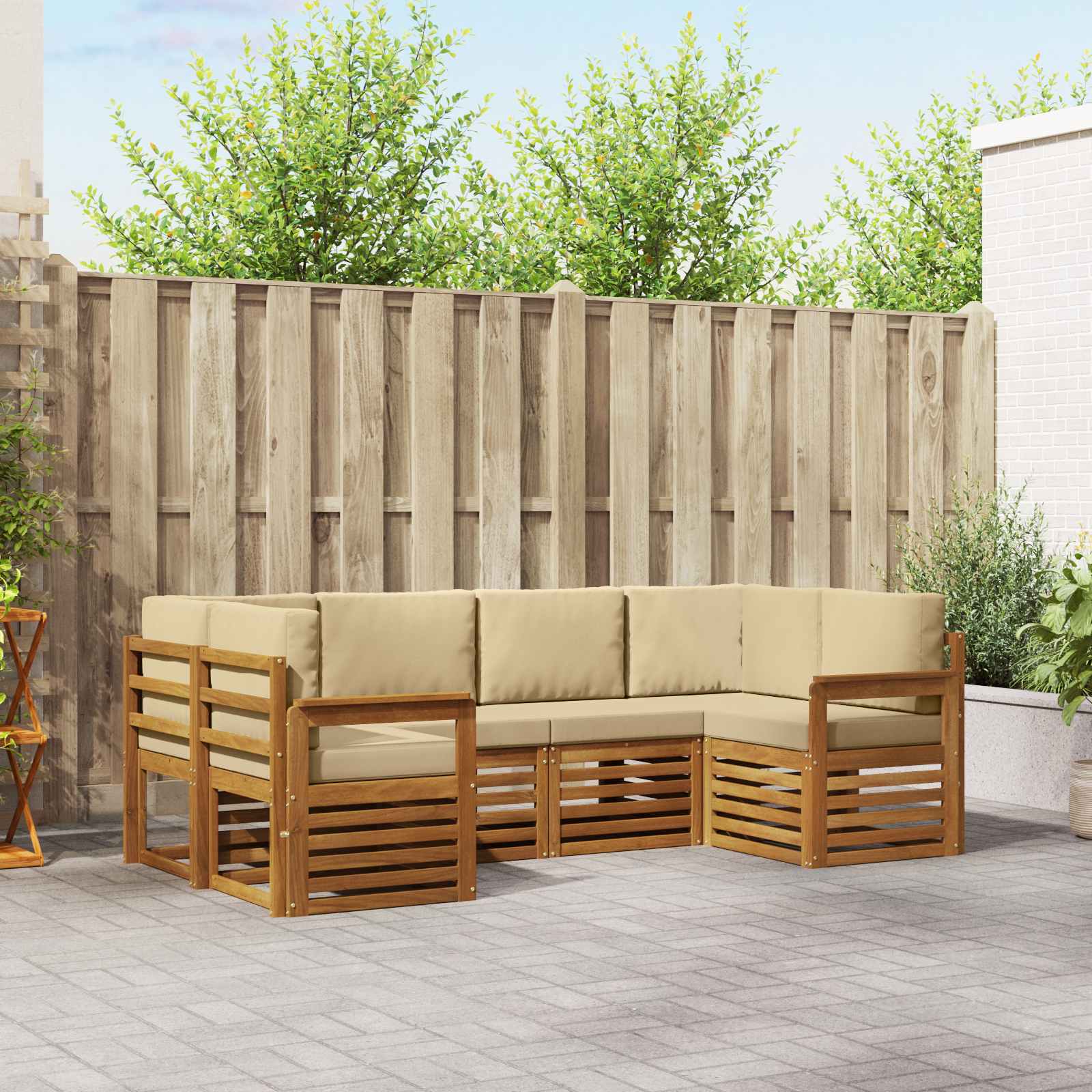 Ecksofa Set mit Kissen 6 pcs Natur
