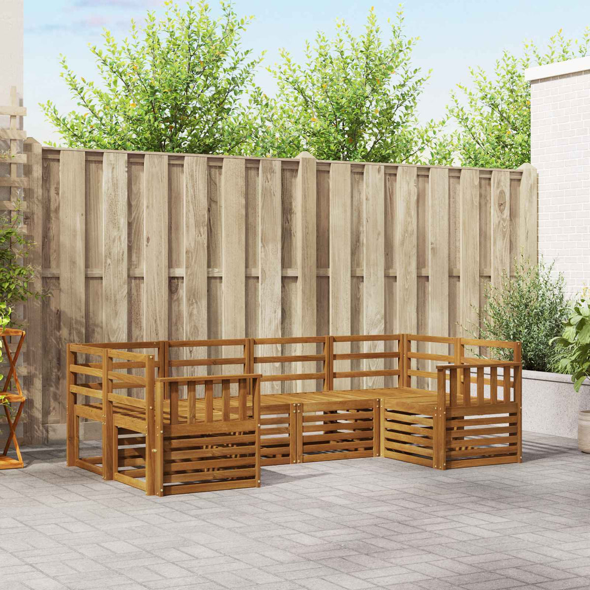 Outdoor-Sofagarnitur 6 stk. Natur