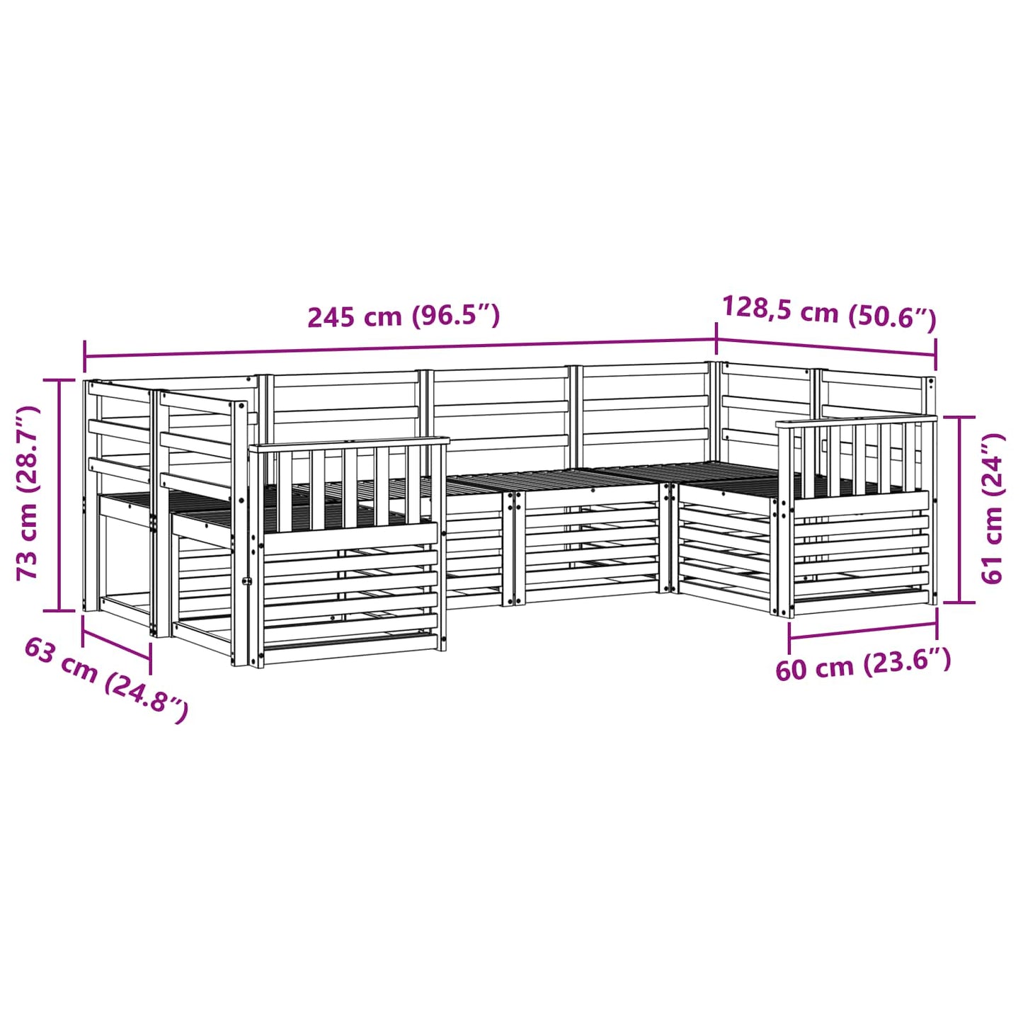 Ecksofa Set 6 pcs Natur
