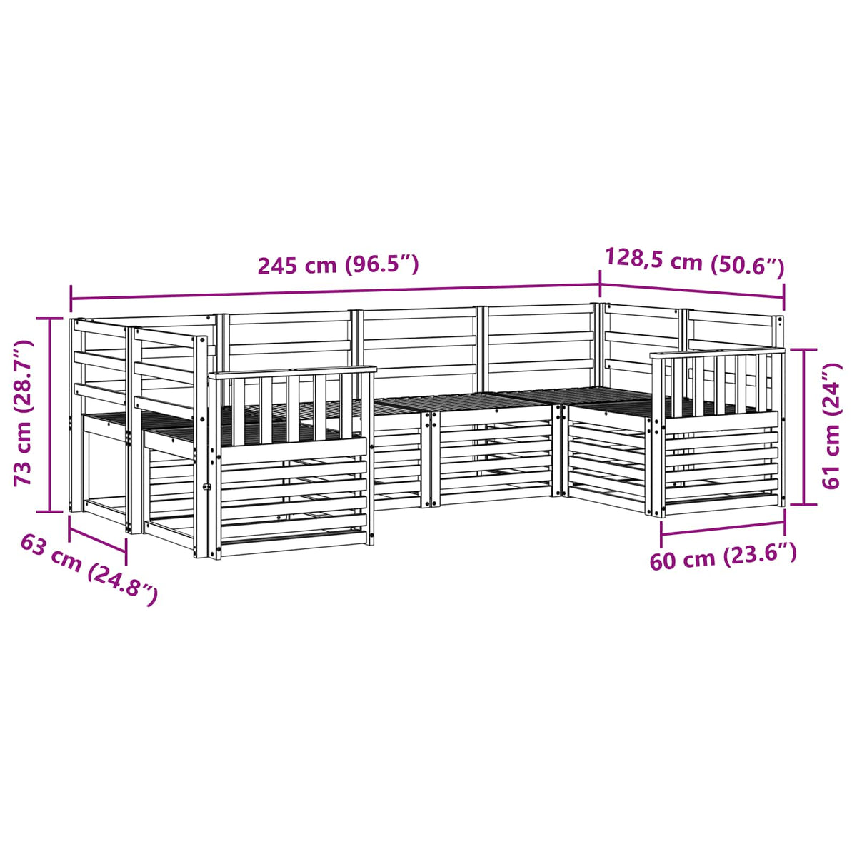 Outdoor-Sofagarnitur 6 stk. Natur