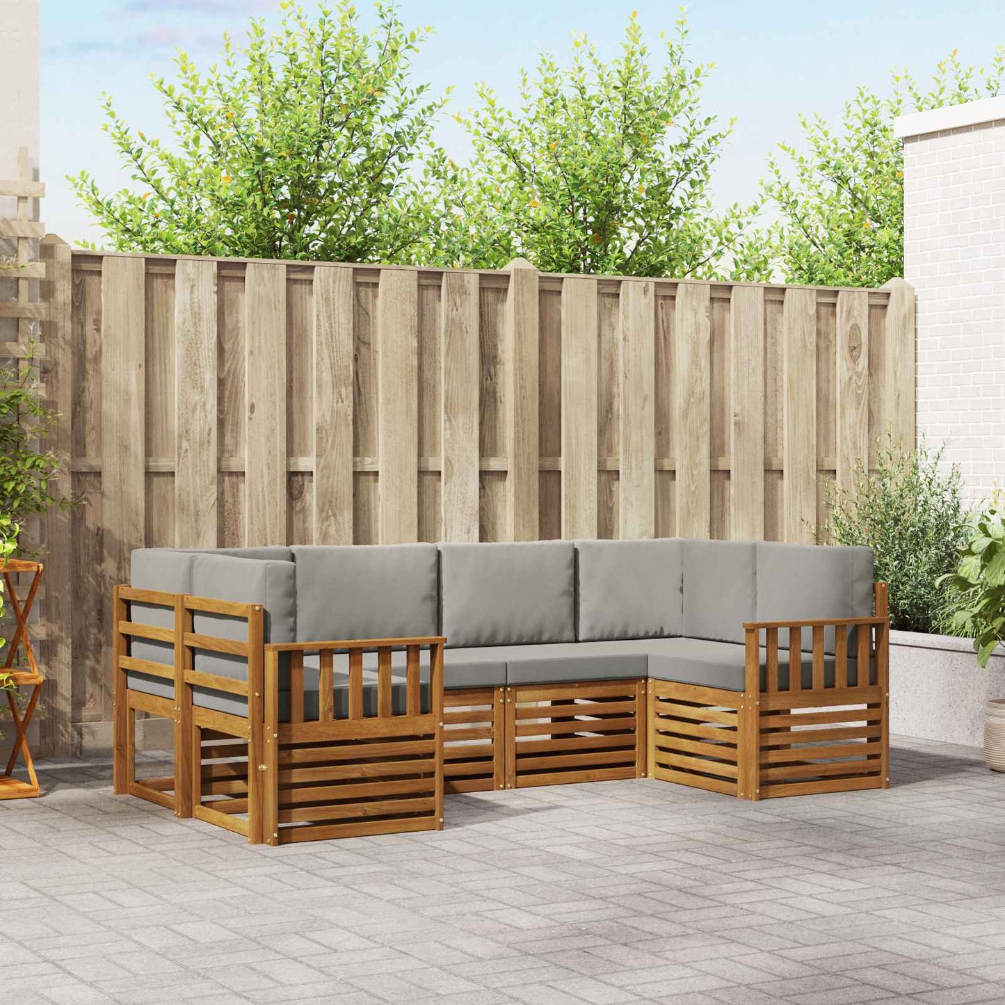 Ecksofa Set mit Kissen 6 pcs Natürlich und Hellgrau