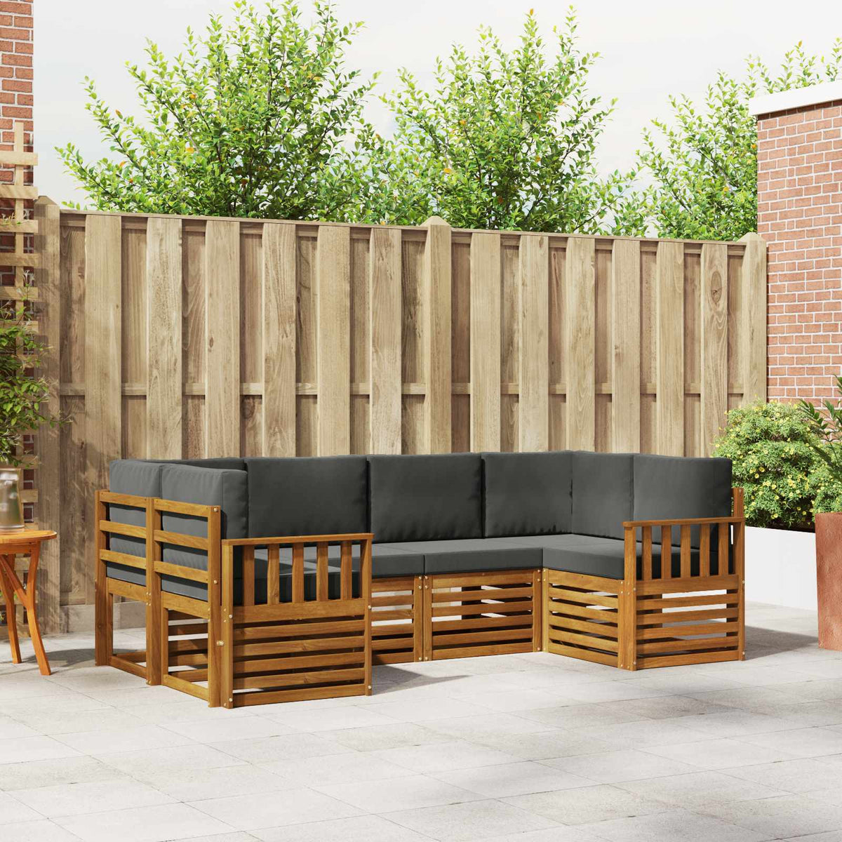 Outdoor-Sofagarnitur 6 stk. Natur und Anthrazit