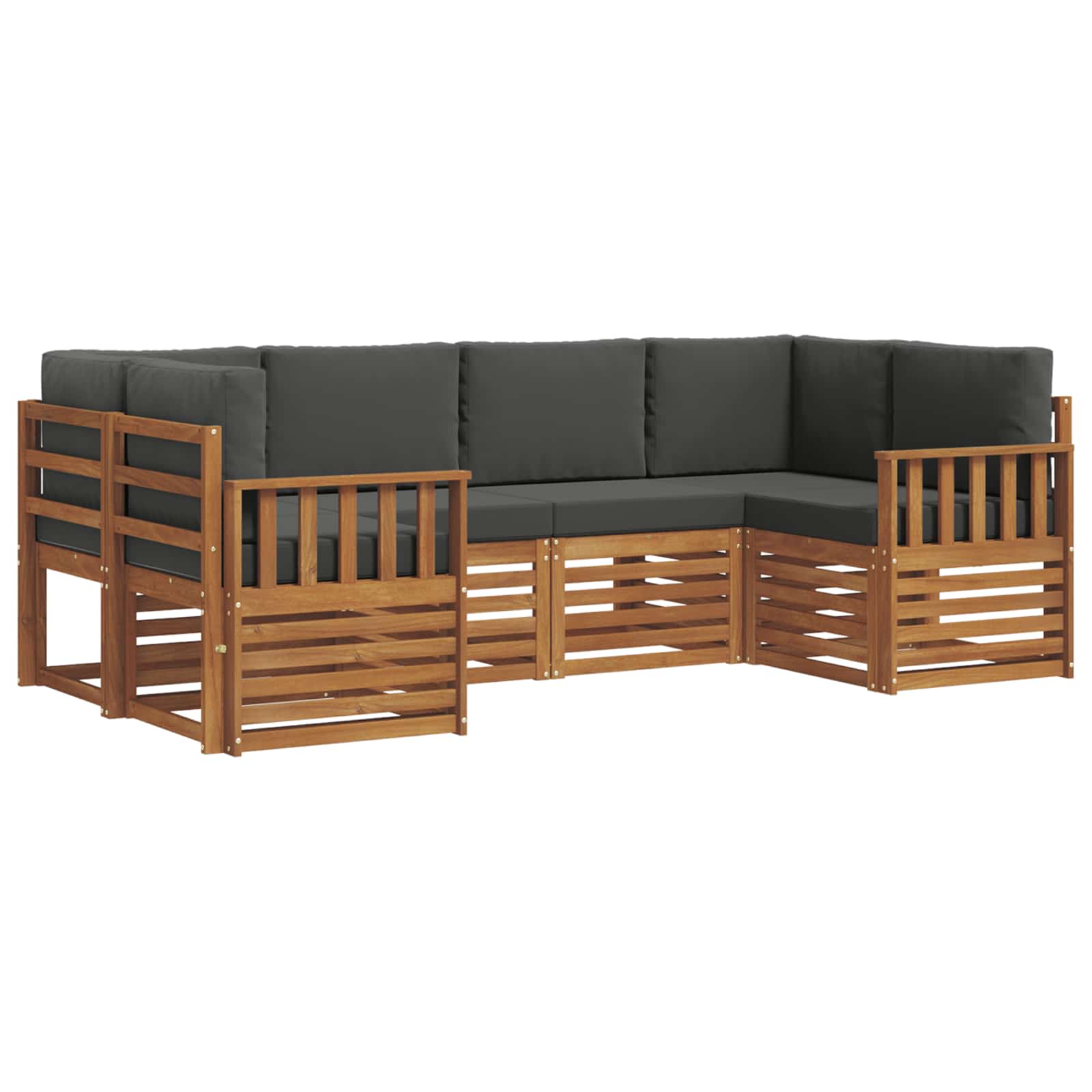 Ecksofa Set mit Kissen 6 pcs Natur und Anthrazit