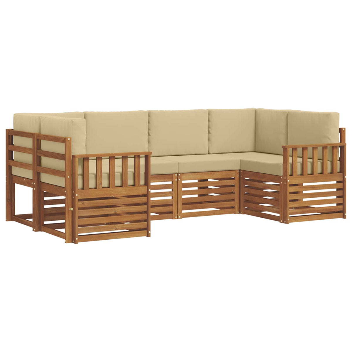 Outdoor-Sofagarnitur 6 stk. Natur und Beige
