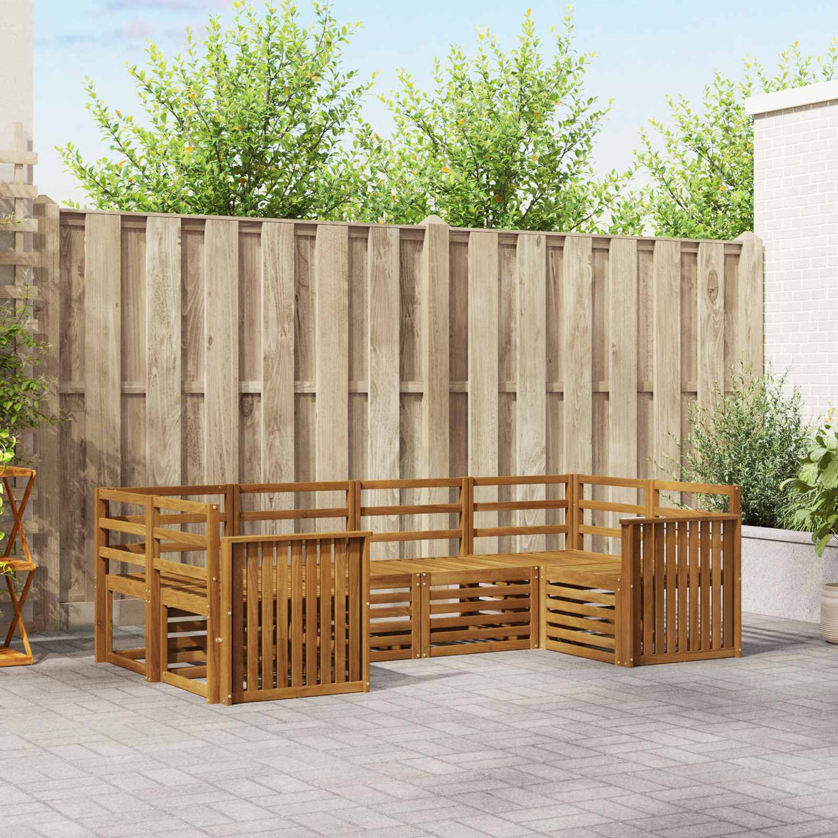 Outdoor-Sofagarnitur 6 stk. Natur