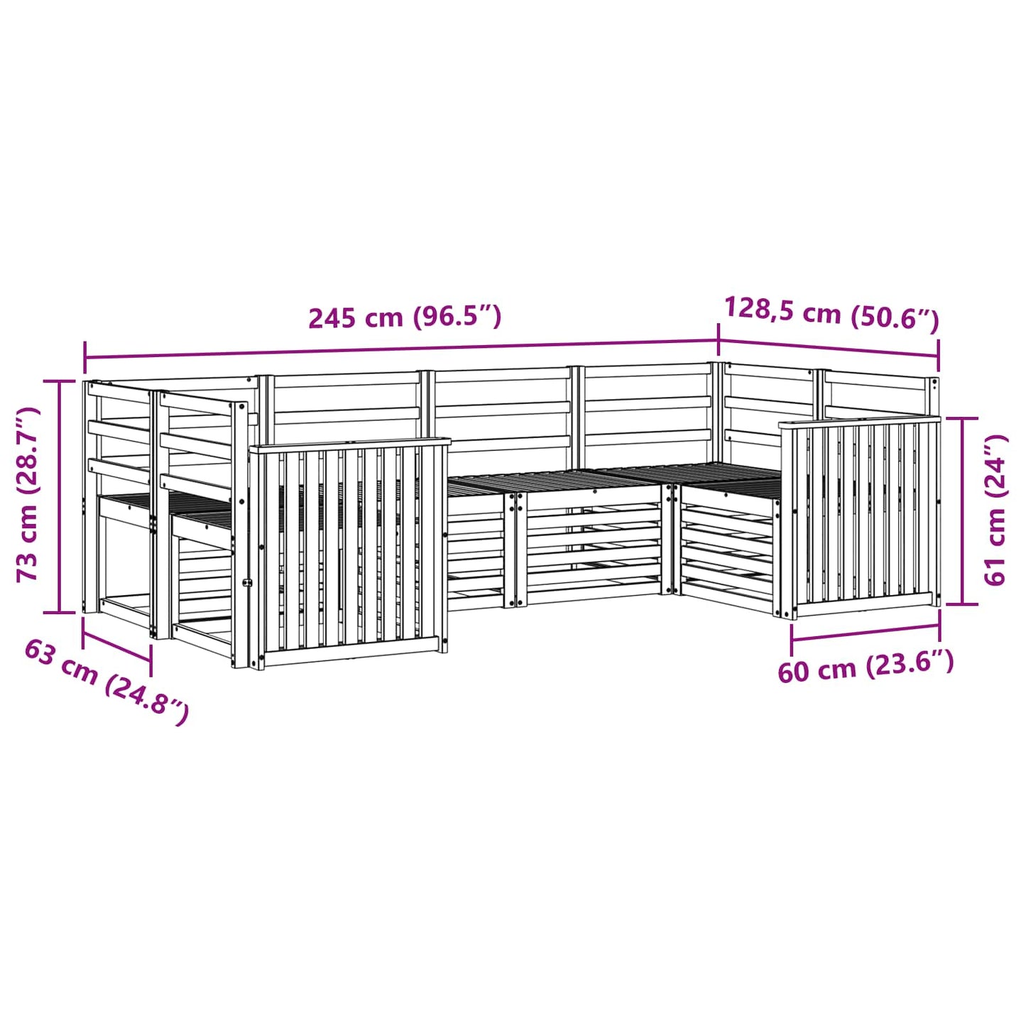 Ecksofa Set 6 pcs Natur