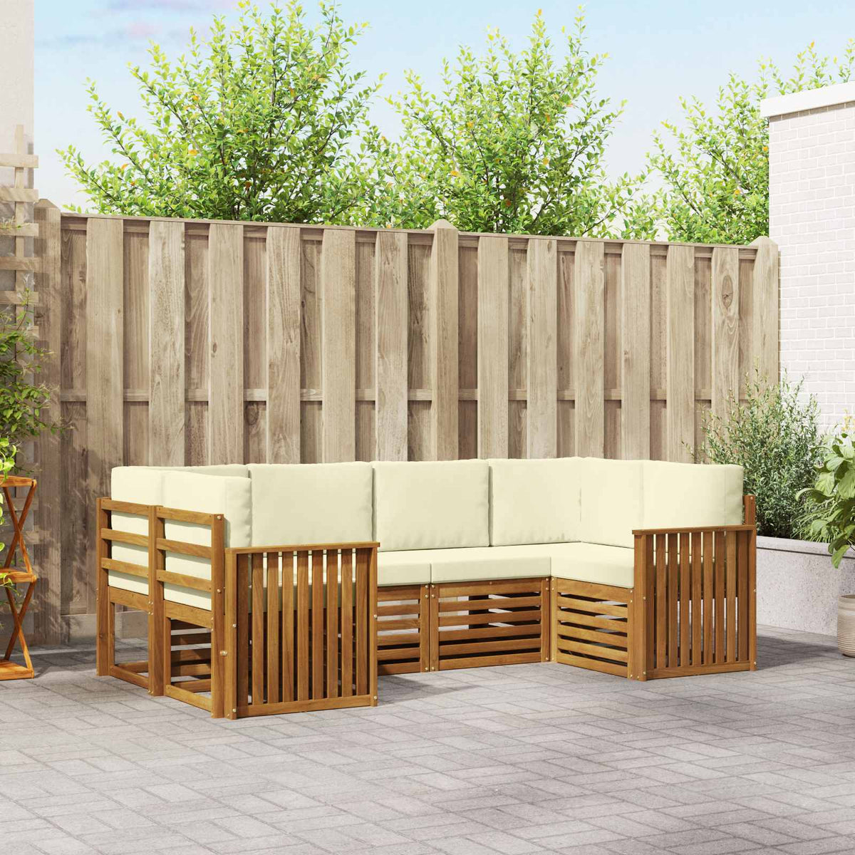 Outdoor-Sofagarnitur 6 stk. Natur und Creme