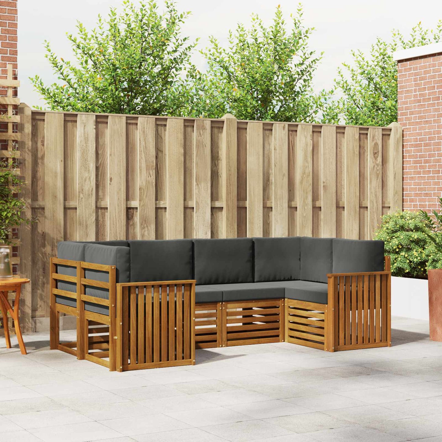 Outdoor-Sofagarnitur 6 stk. Natur und Anthrazit