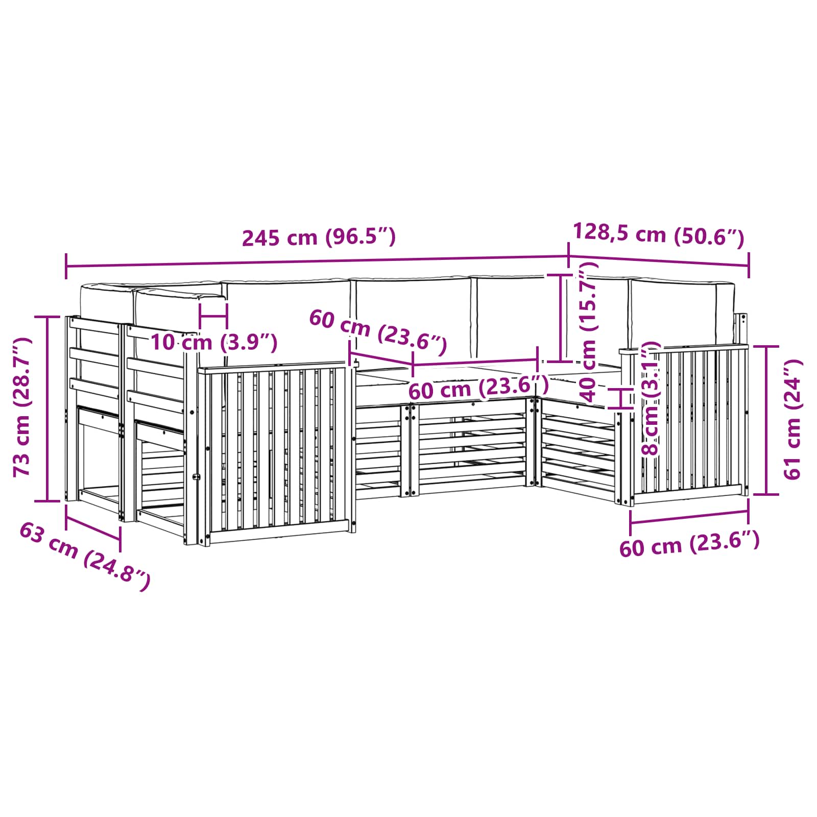 Outdoor-Sofagarnitur 6 stk. Natur und Anthrazit
