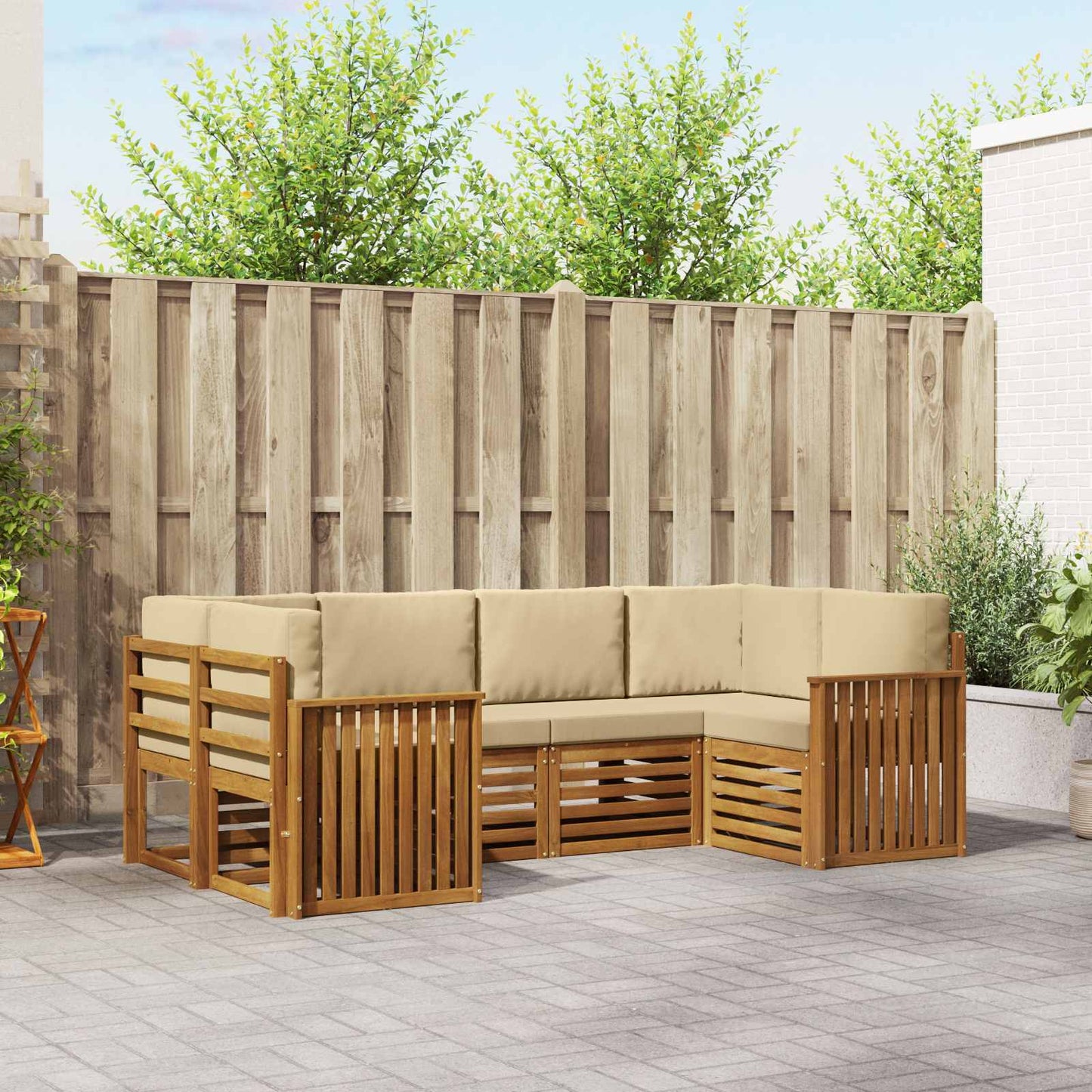 Ecksofa Set mit Kissen 6 pcs Natur