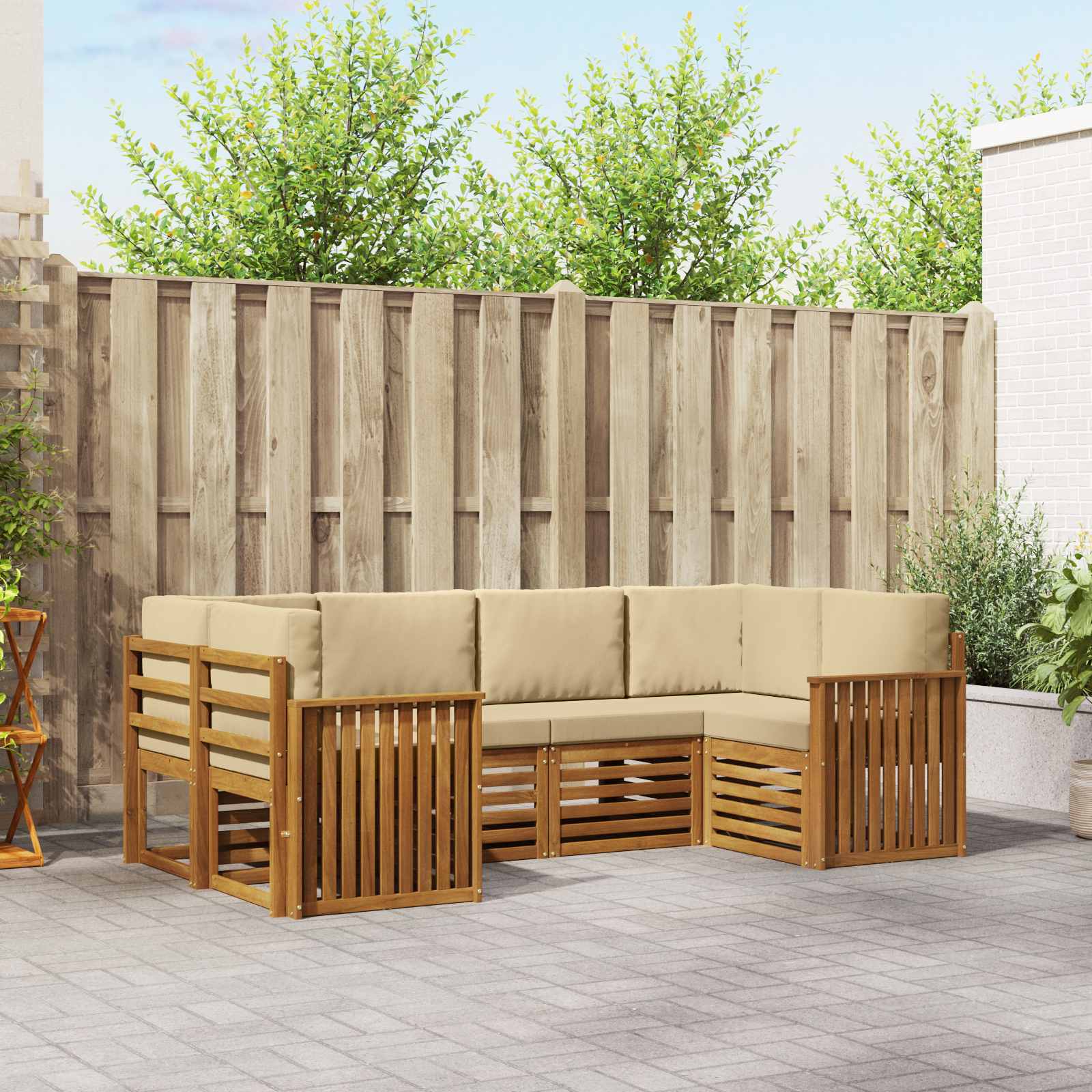 Ecksofa Set mit Kissen 6 pcs Natur