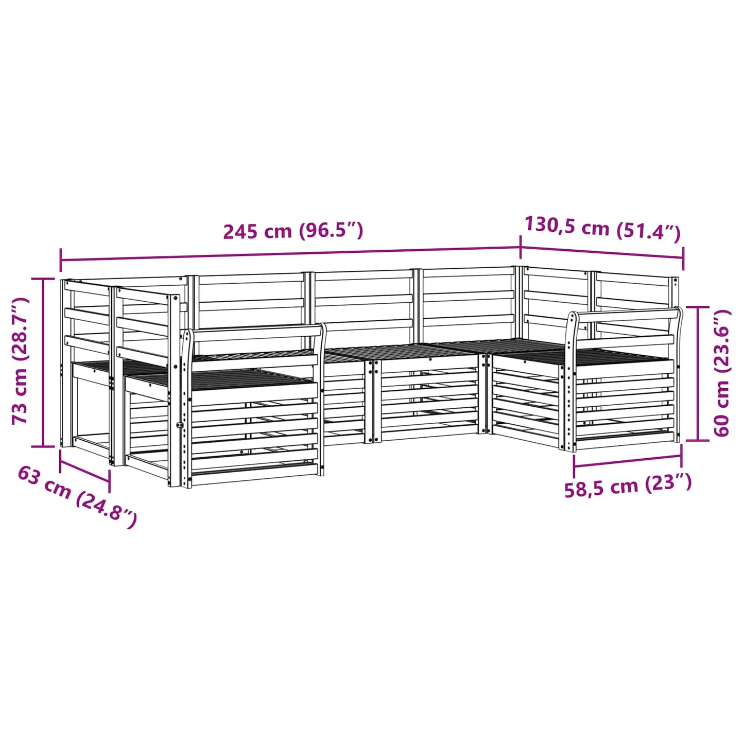 Ecksofa Set 6 pcs Natur