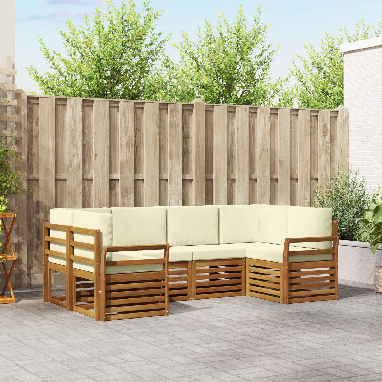 Outdoor-Sofagarnitur 6 stk. Natur und Creme