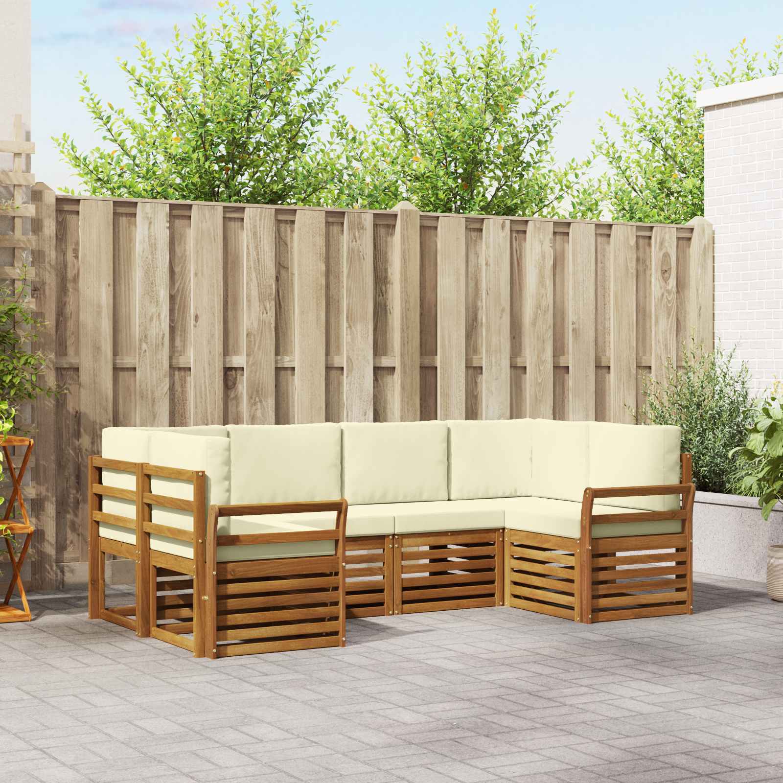 Outdoor-Sofagarnitur 6 stk. Natur und Creme