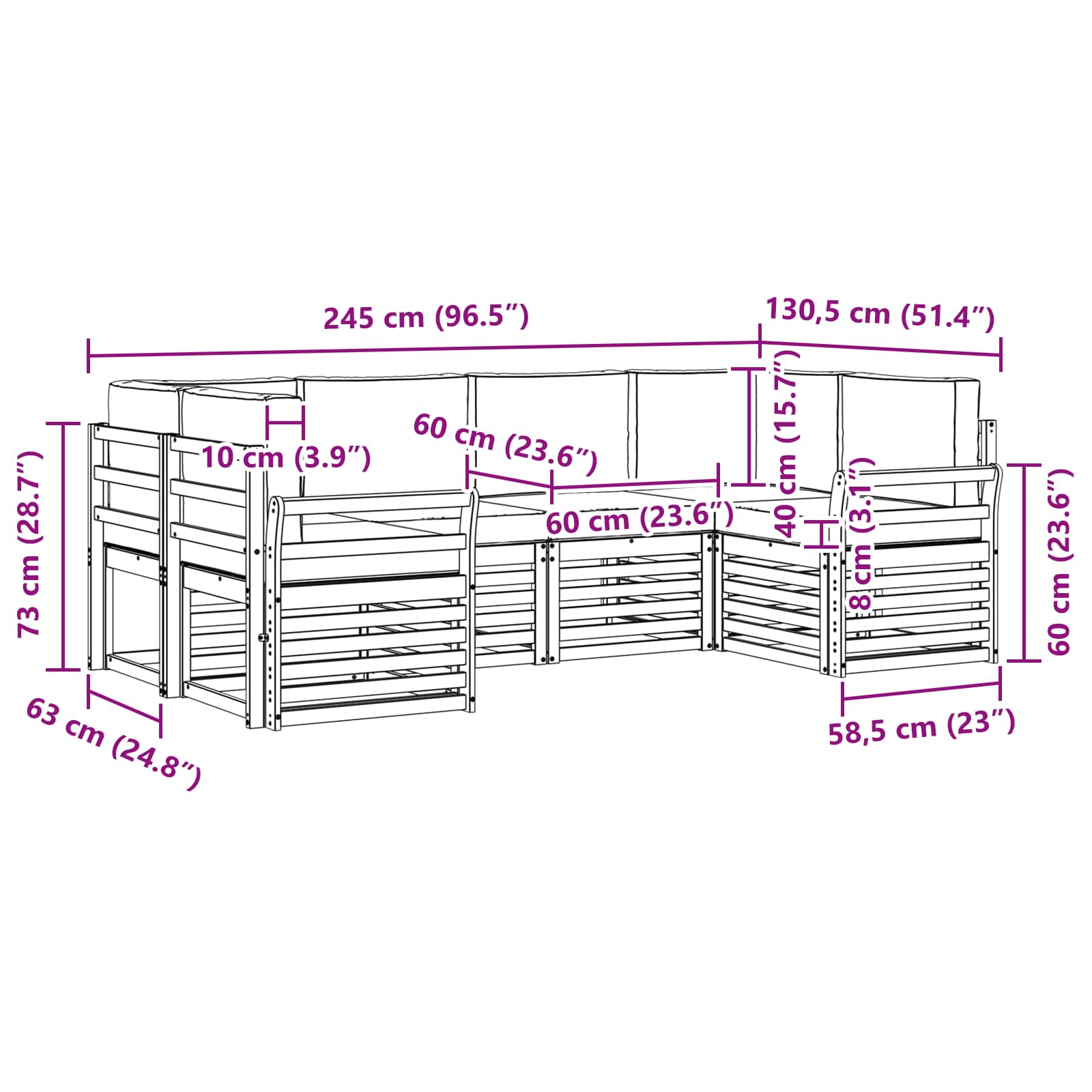 Outdoor-Sofagarnitur 6 stk. Natur und Creme