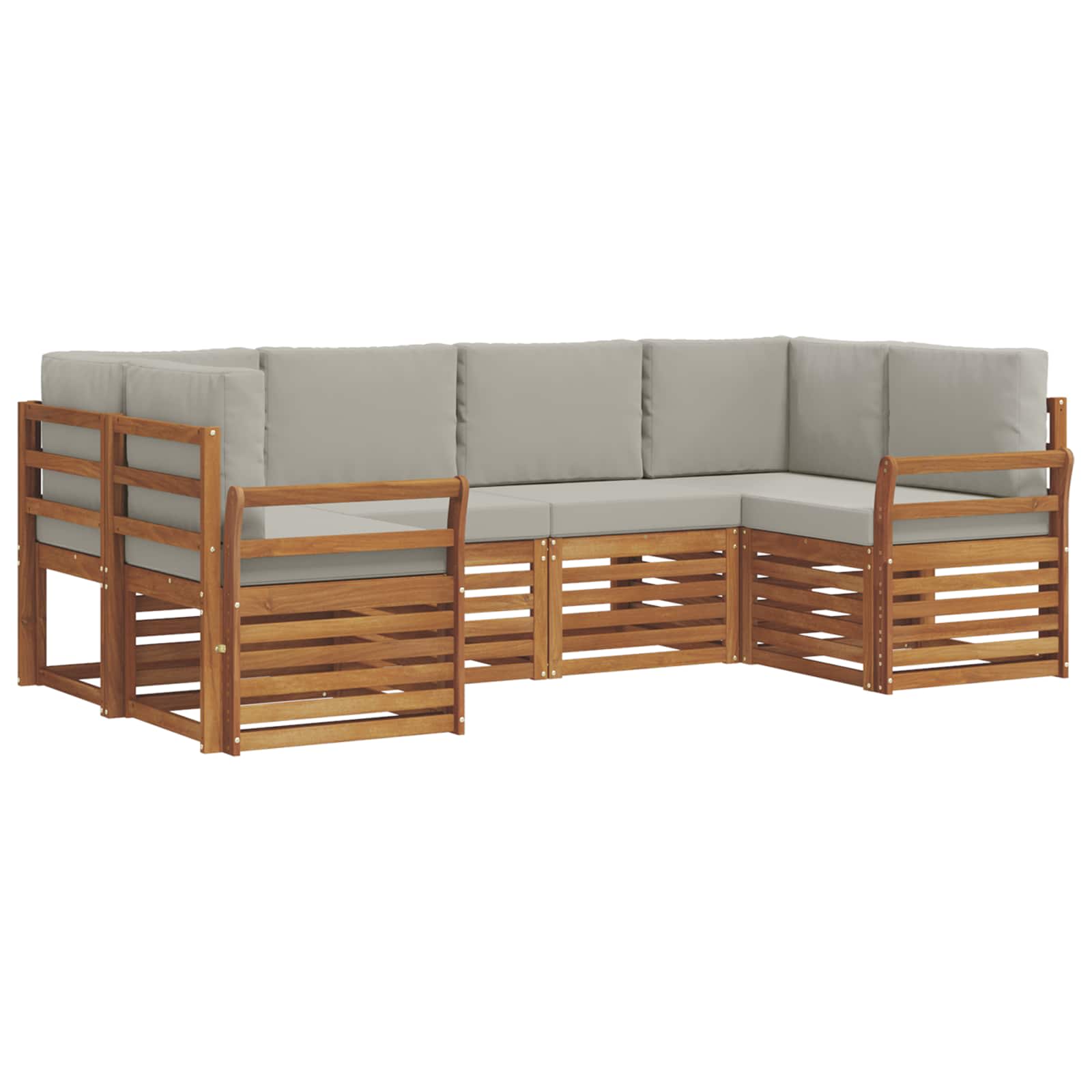 Ecksofa Set mit Kissen 6 pcs Natürlich und Hellgrau