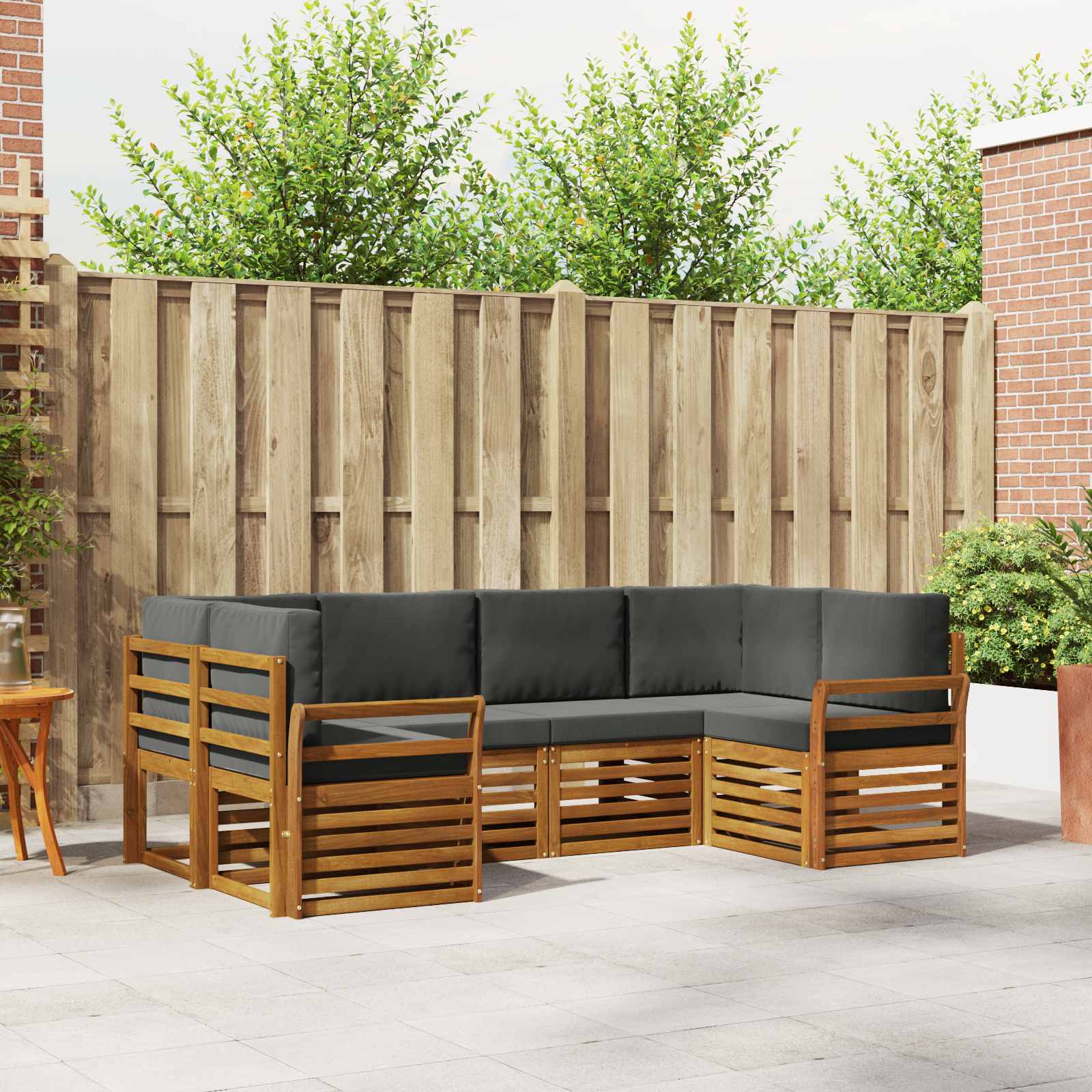Outdoor-Sofagarnitur 6 stk. Natur und Anthrazit