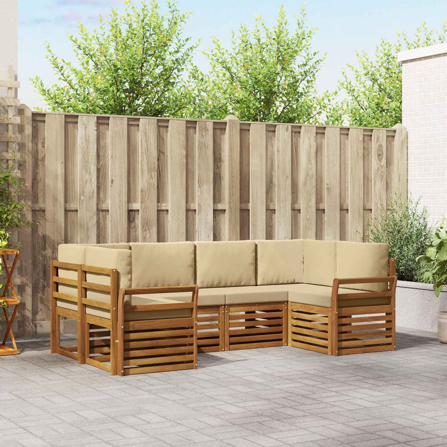 Ecksofa Set mit Kissen 6 pcs Natur