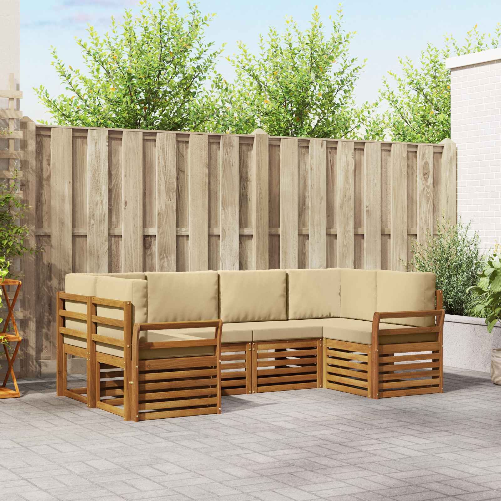 Ecksofa Set mit Kissen 6 pcs Natur
