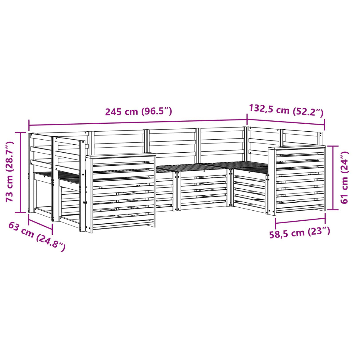 Outdoor-Sofagarnitur 6 stk. Natur