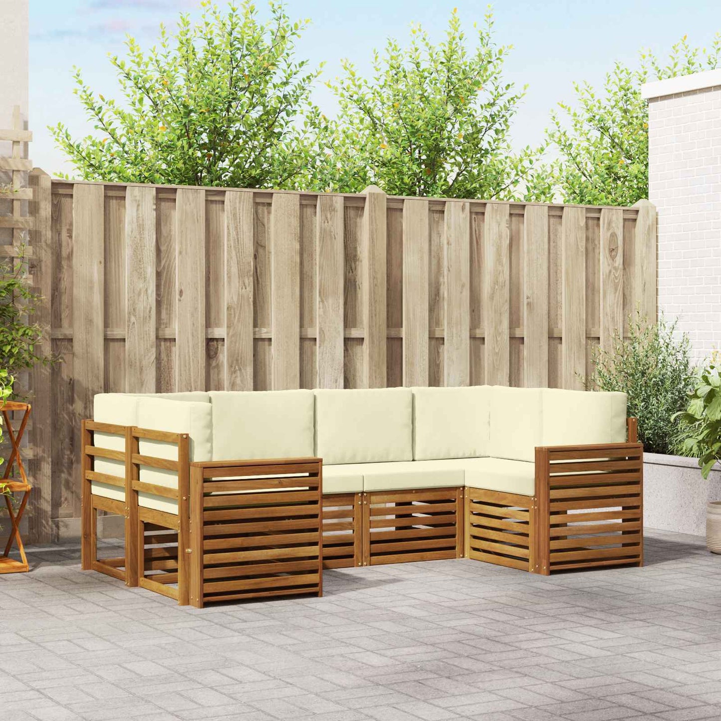 Ecksofa Set mit Kissen 6 pcs Natur und Creme