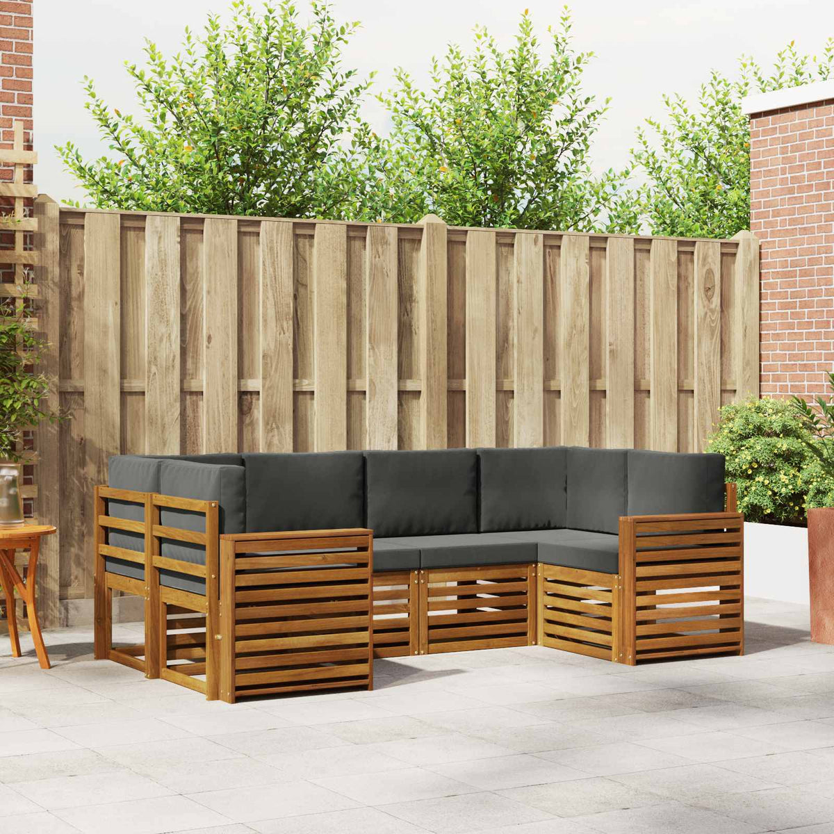 Outdoor-Sofagarnitur 6 stk. Natur und Anthrazit