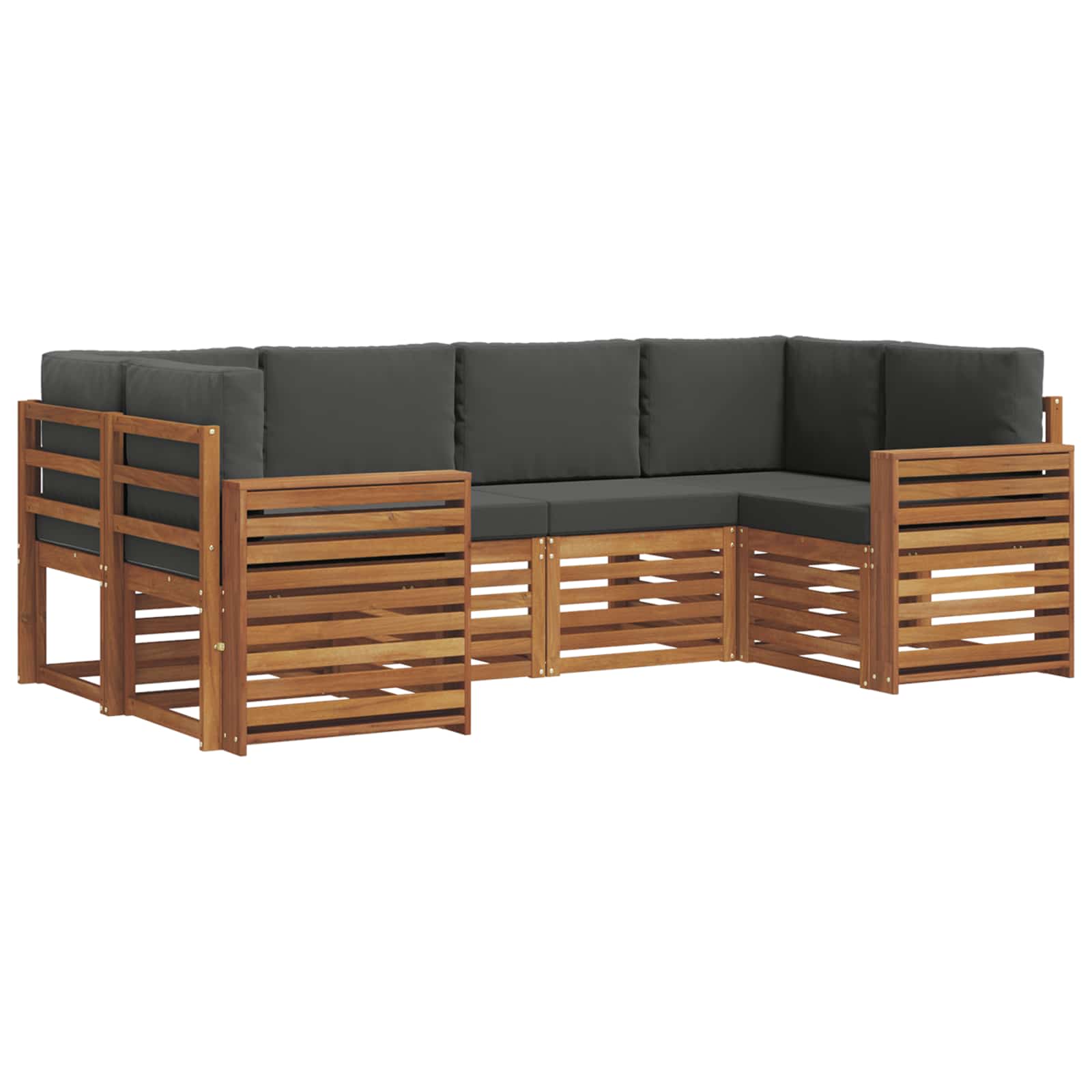 Ecksofa Set mit Kissen 6 pcs Natur und Anthrazit