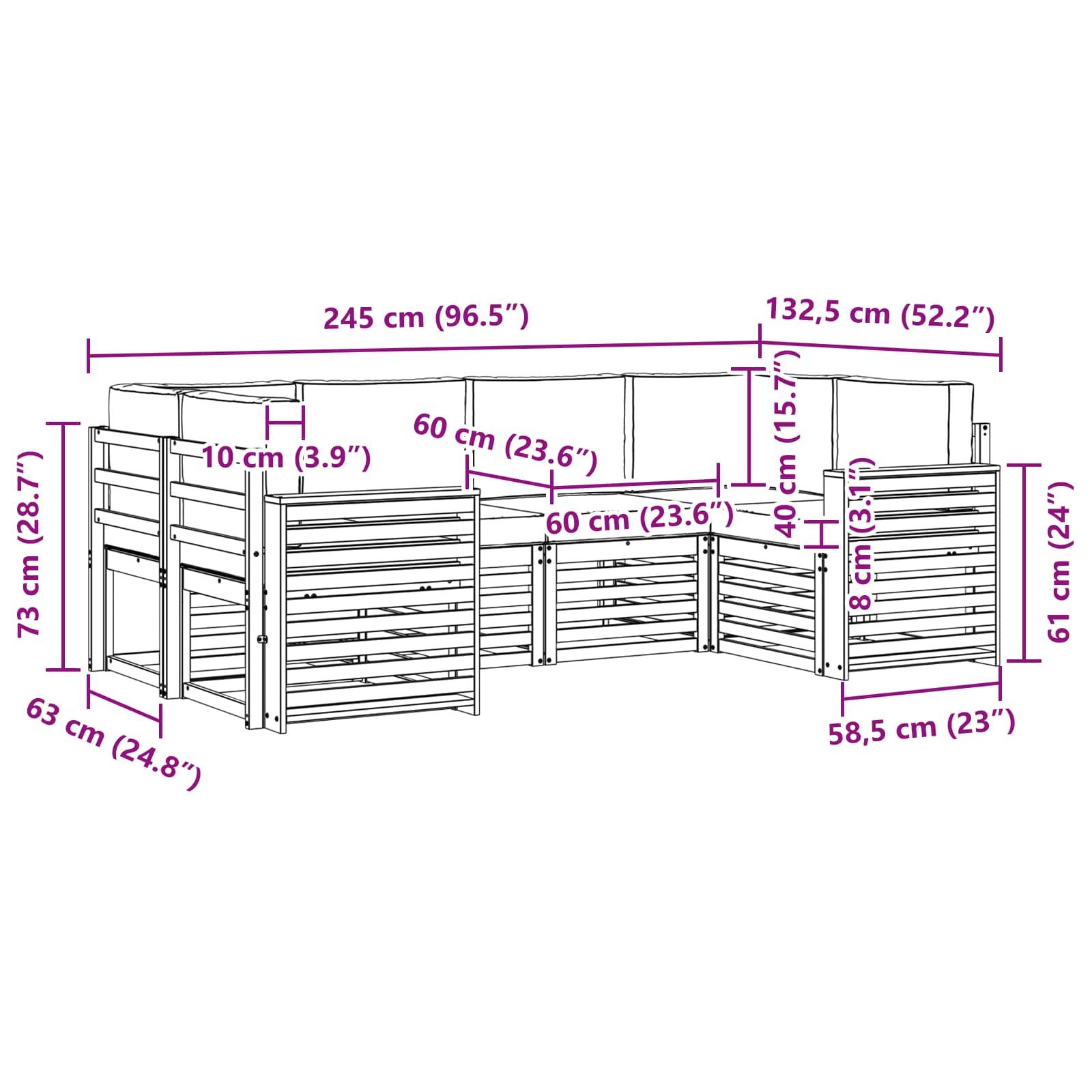 Outdoor-Sofagarnitur 6 stk. Natur und Beige