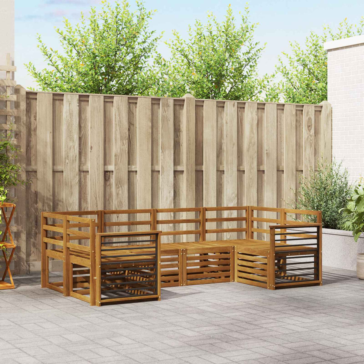 Outdoor-Sofagarnitur 6 stk. Natur
