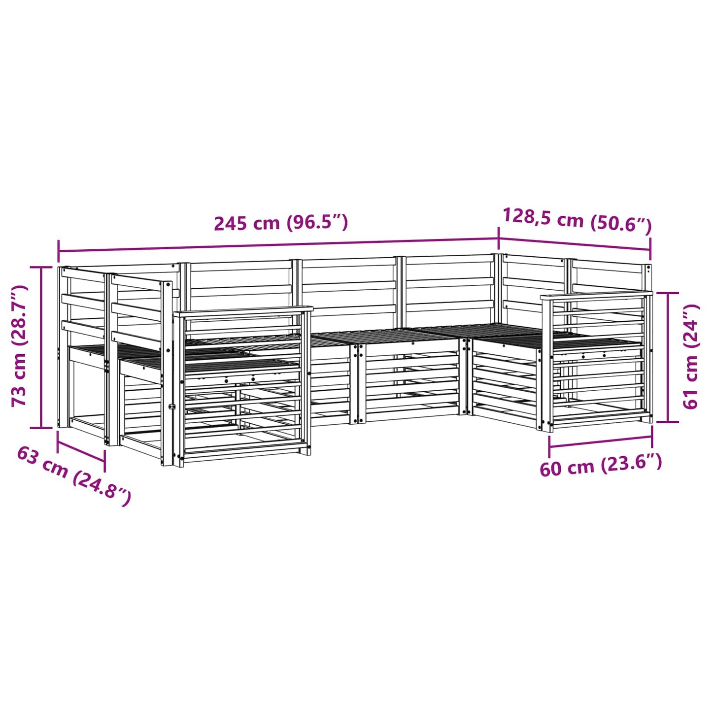 Sofagarnituren 6 pcs Natur Massivholz Akazie