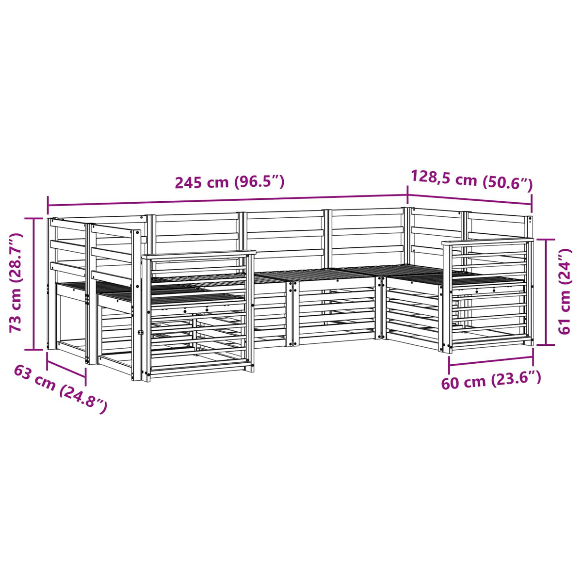 Outdoor-Sofagarnitur 6 stk. Natur