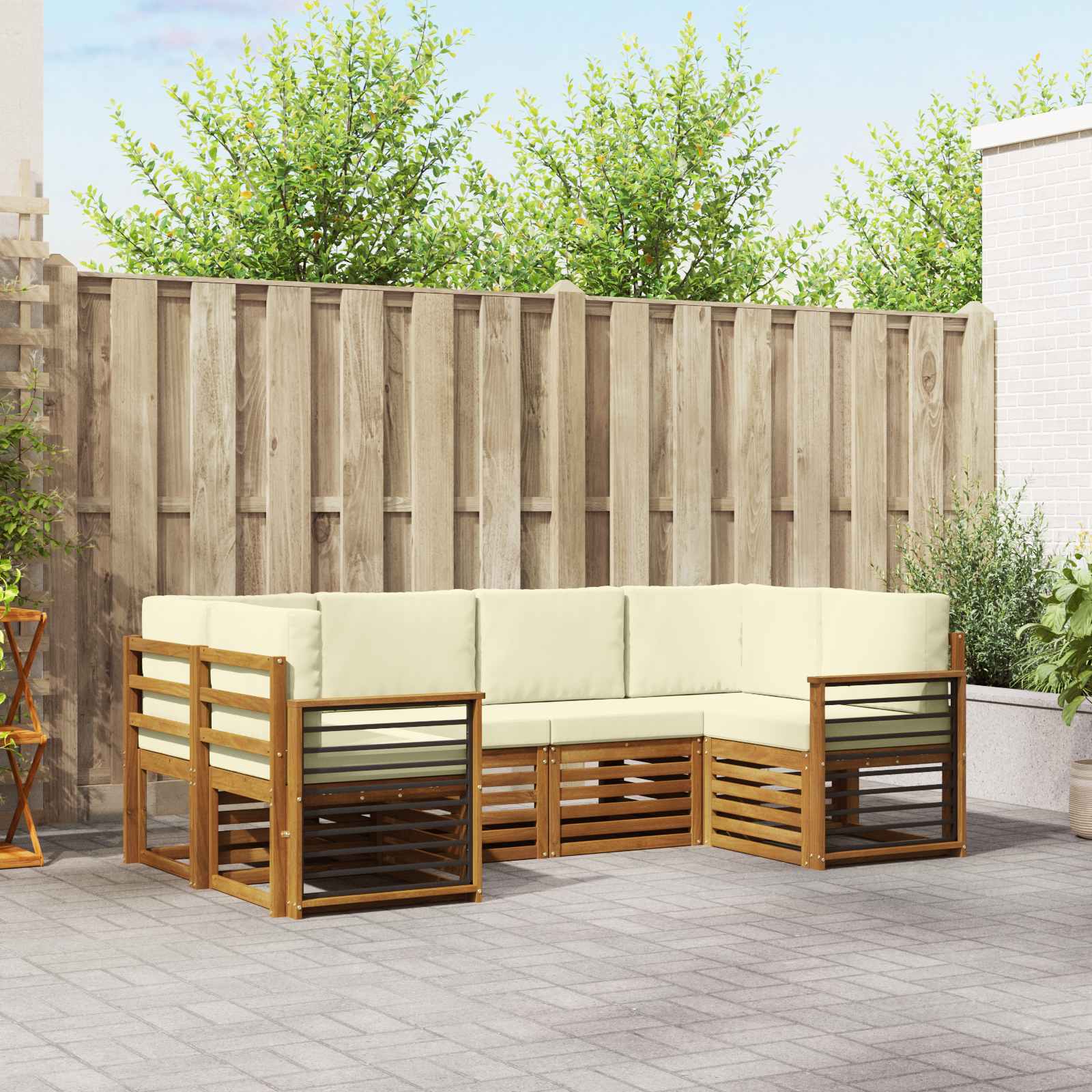 Outdoor-Sofagarnitur 6 stk. Natur und Creme