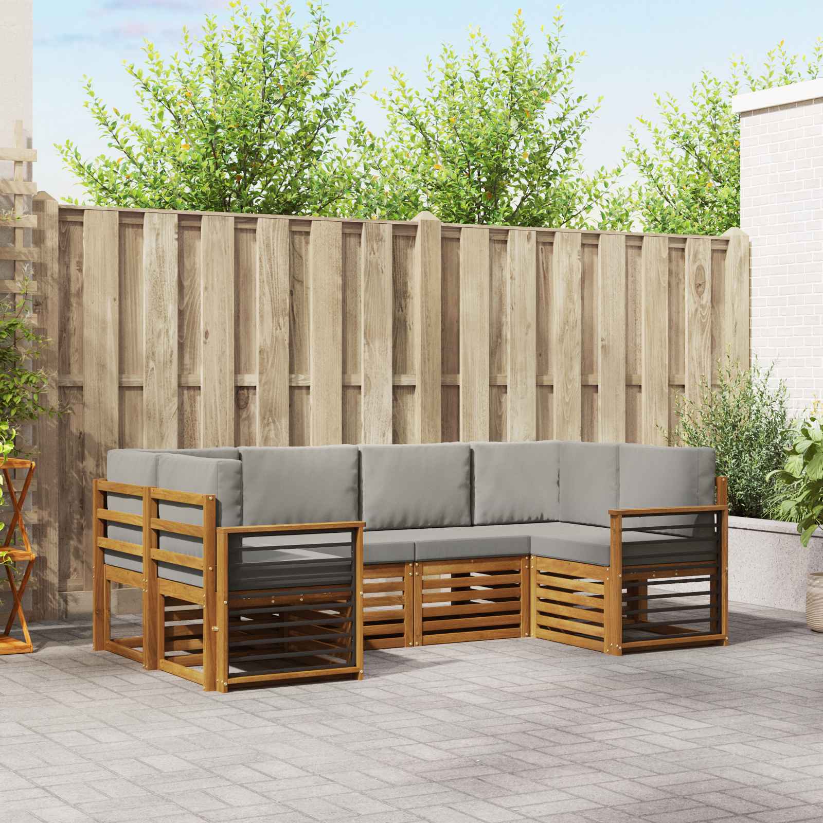 Ecksofa Set mit Kissen 6 pcs Natürlich und Hellgrau