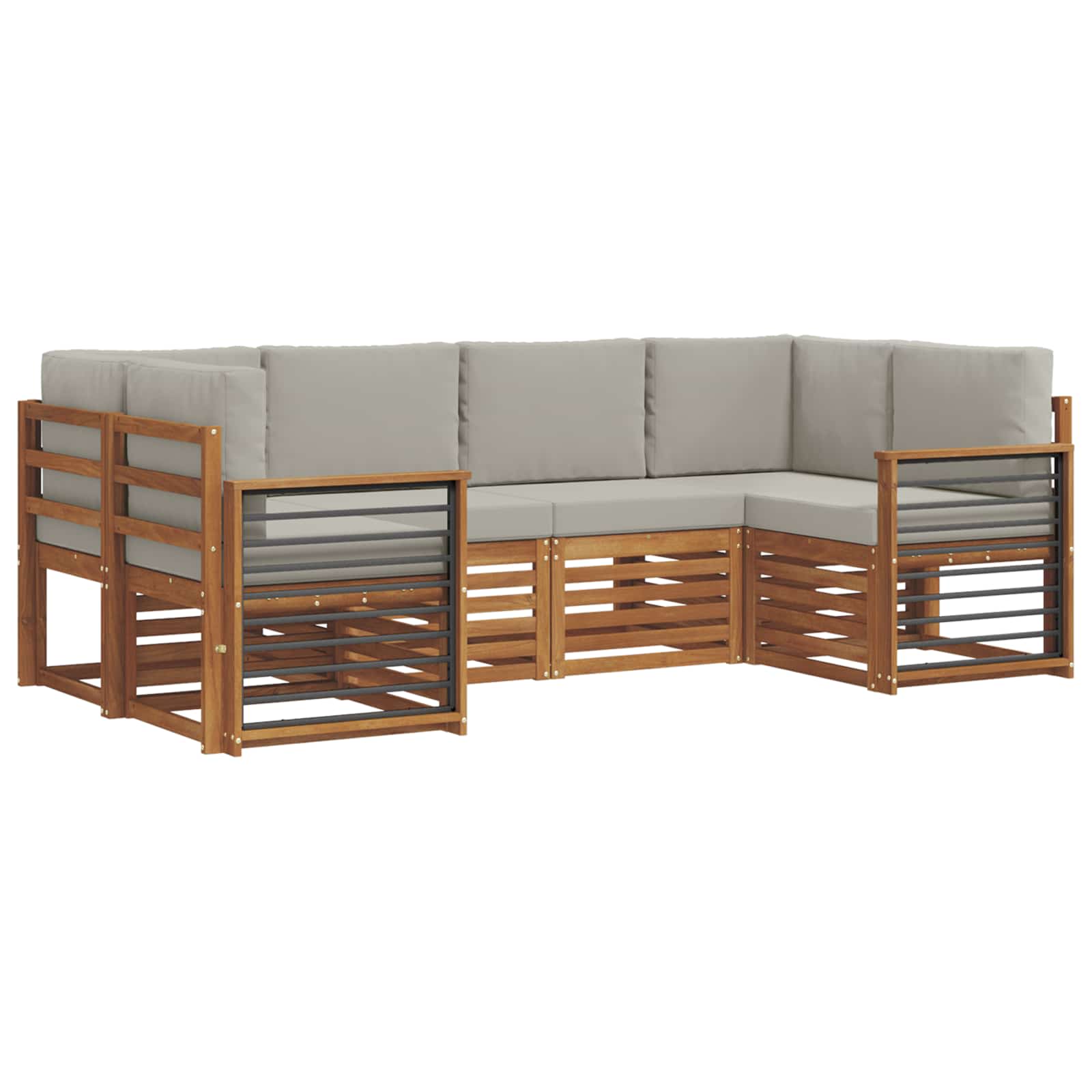 Ecksofa Set mit Kissen 6 pcs Natürlich und Hellgrau