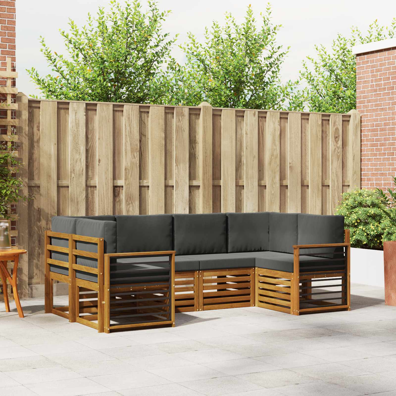 Ecksofa Set mit Kissen 6 pcs Natur und Anthrazit