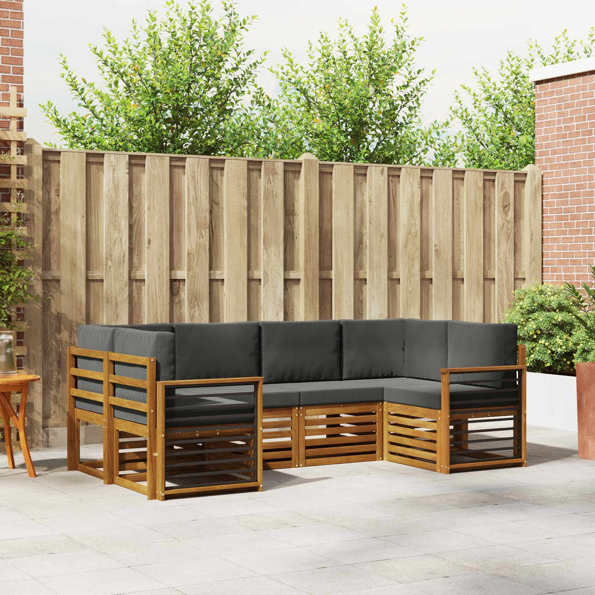 Outdoor-Sofagarnitur 6 stk. Natur und Anthrazit