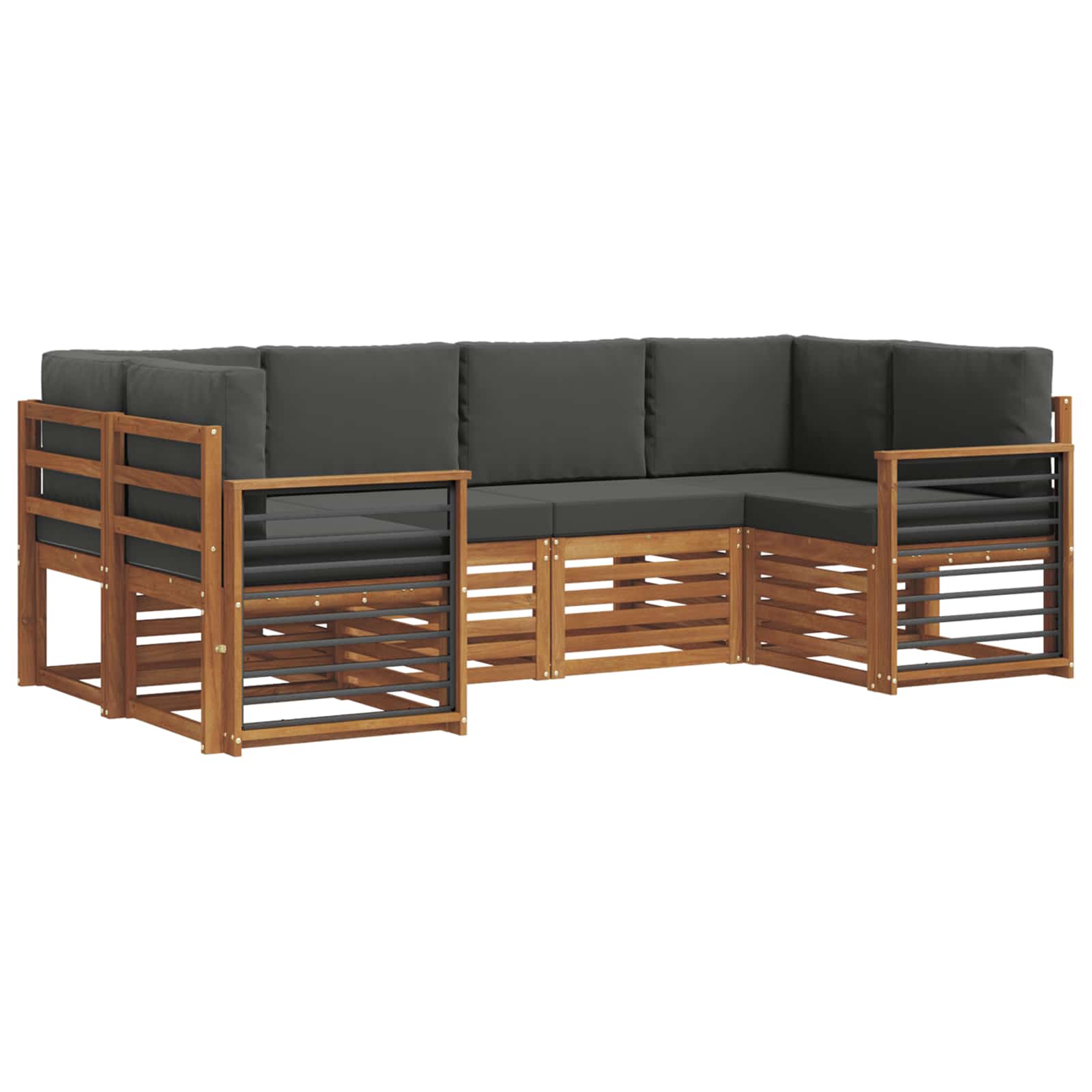 Ecksofa Set mit Kissen 6 pcs Natur und Anthrazit
